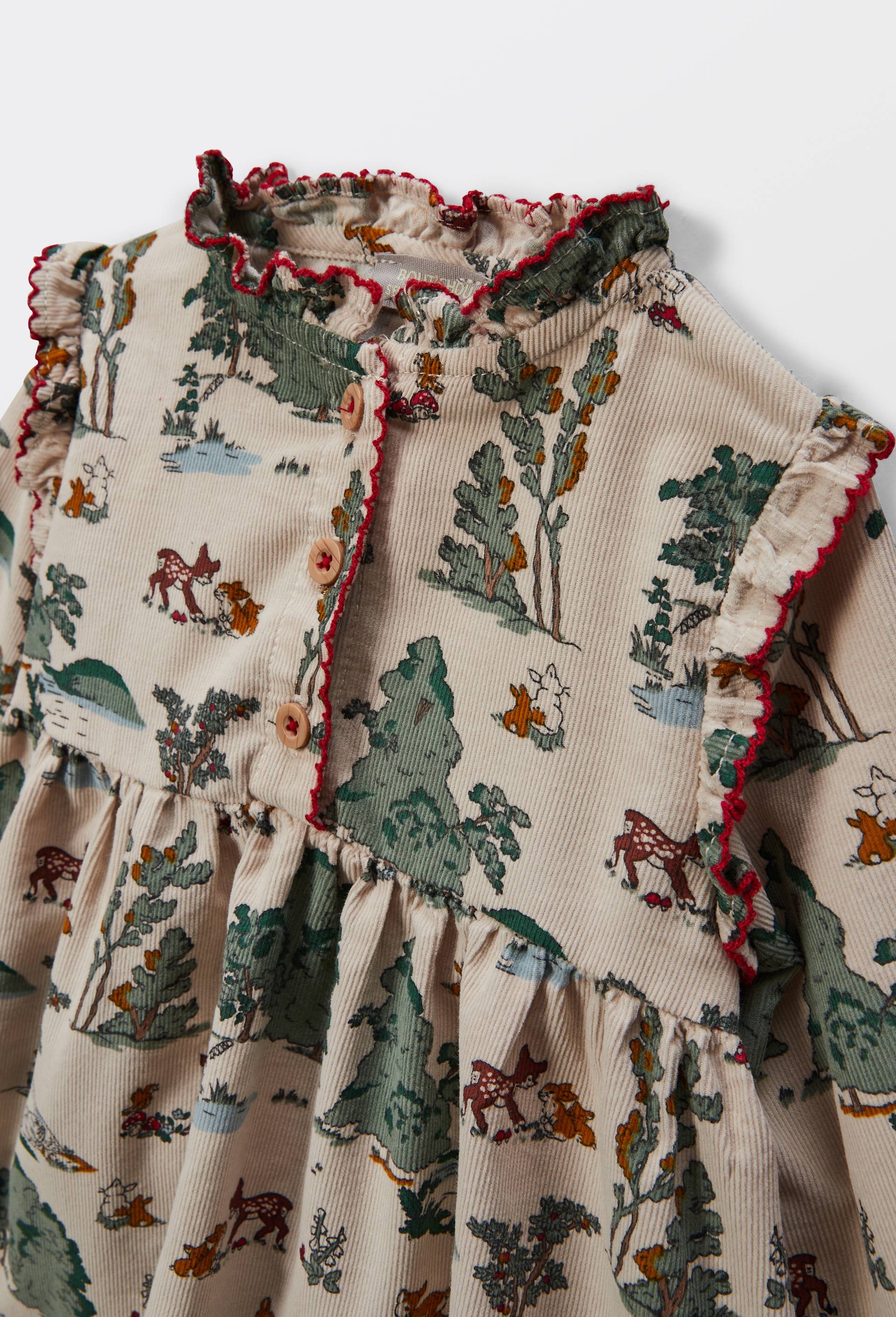 Robe imprim&eacute;e en velours en coton BIO GOTS avec collant, Beige, large image number 2.0