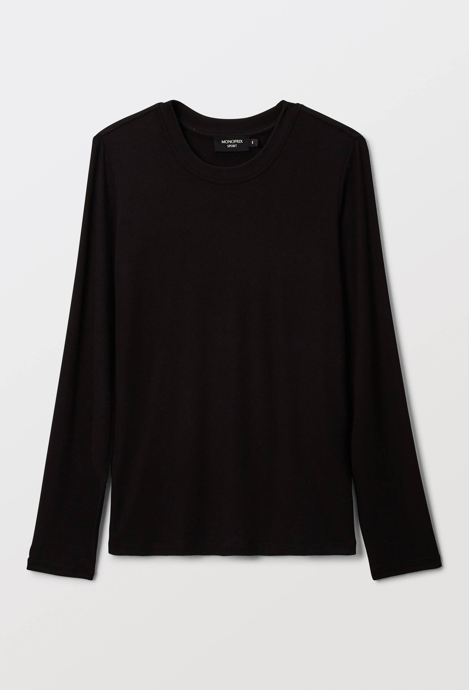 T-shirt manche longue fluide en viscose et elasthanne, Noir, large image number 2.0