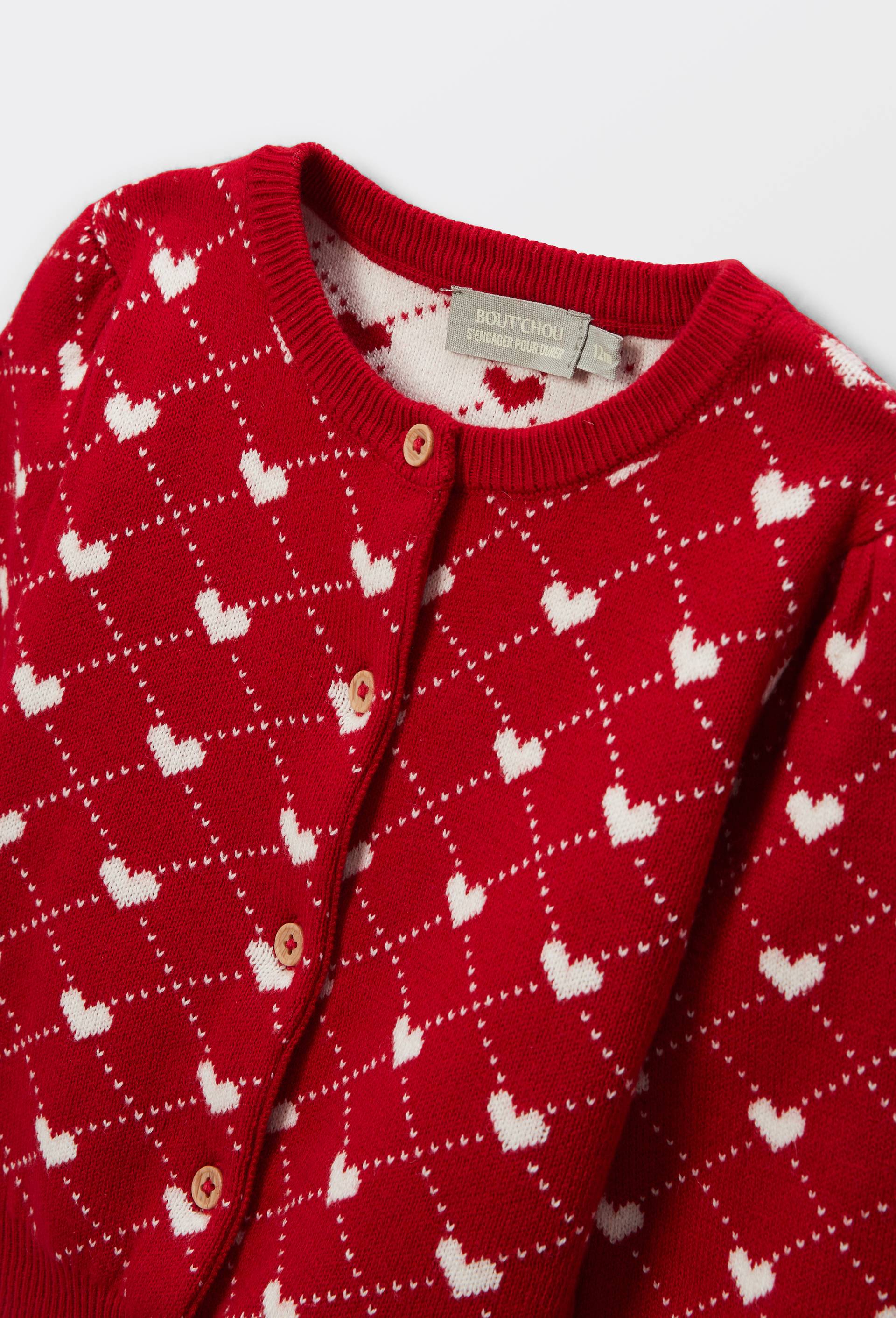 Cardigan tricot en jacquard contenant du coton, Rouge, large image number 3
