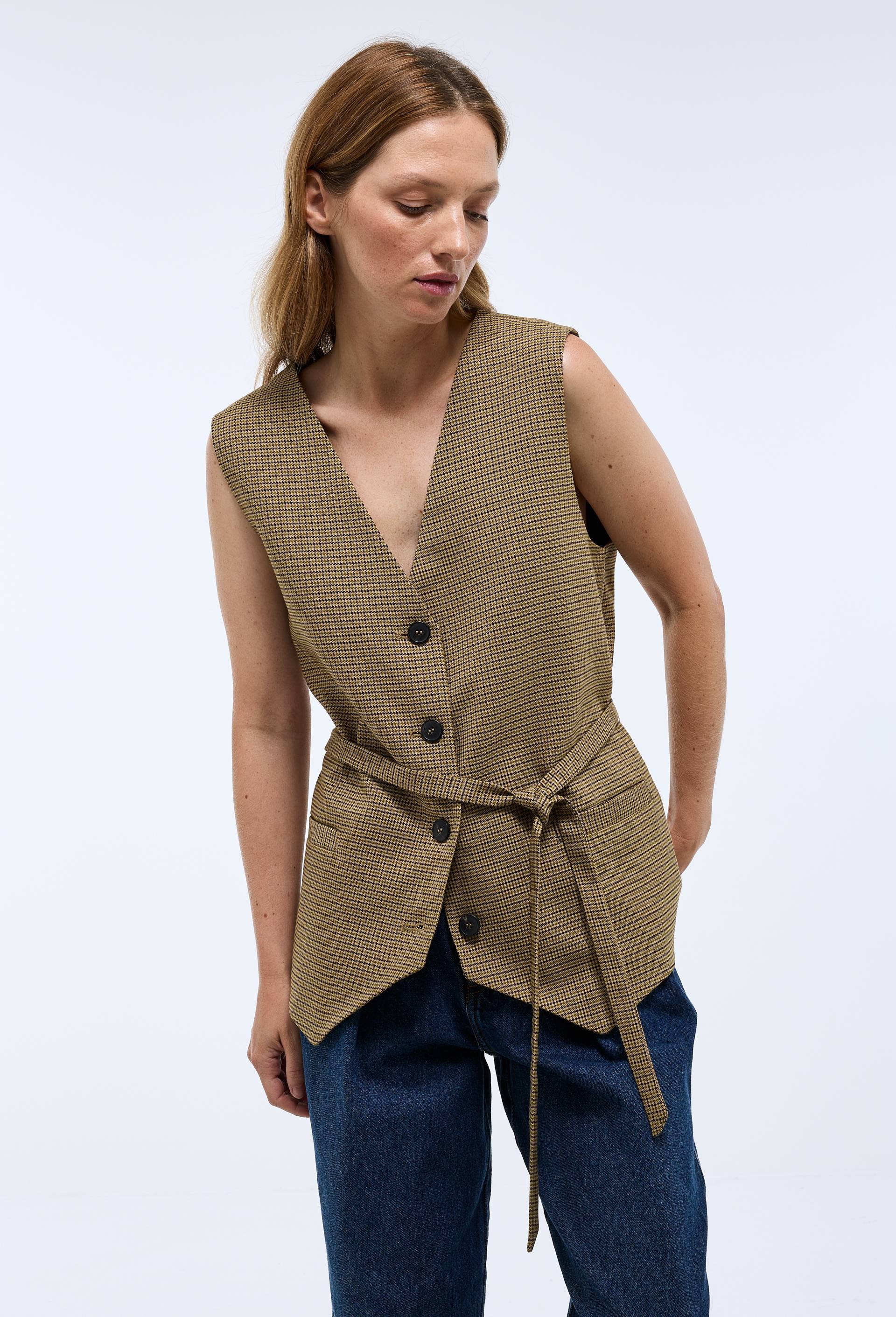 Veston long &agrave; carreaux, Beige, large image number 0