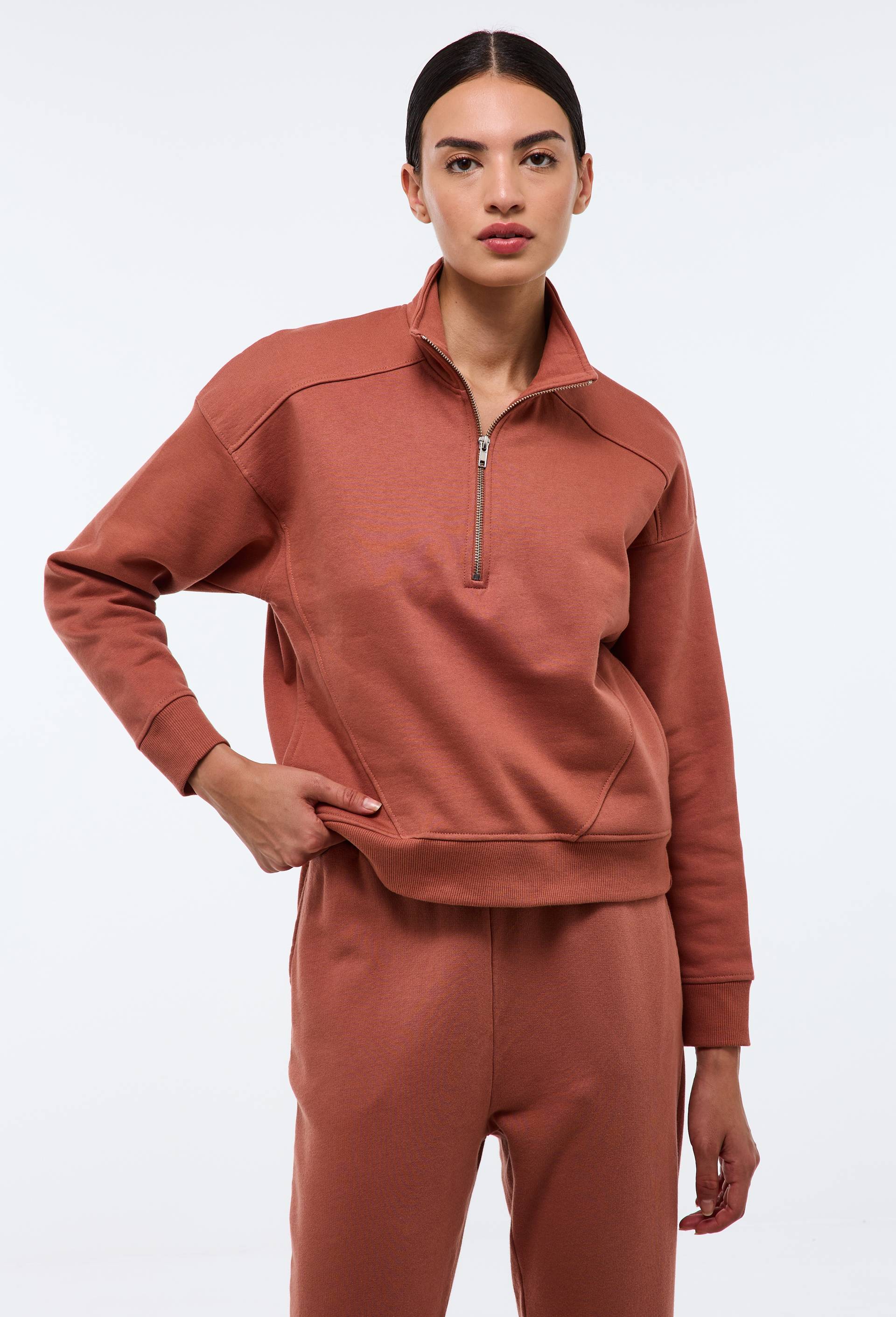 Pull uni en coton BIO GOTS, Rose fonc&eacute;, large image number 0