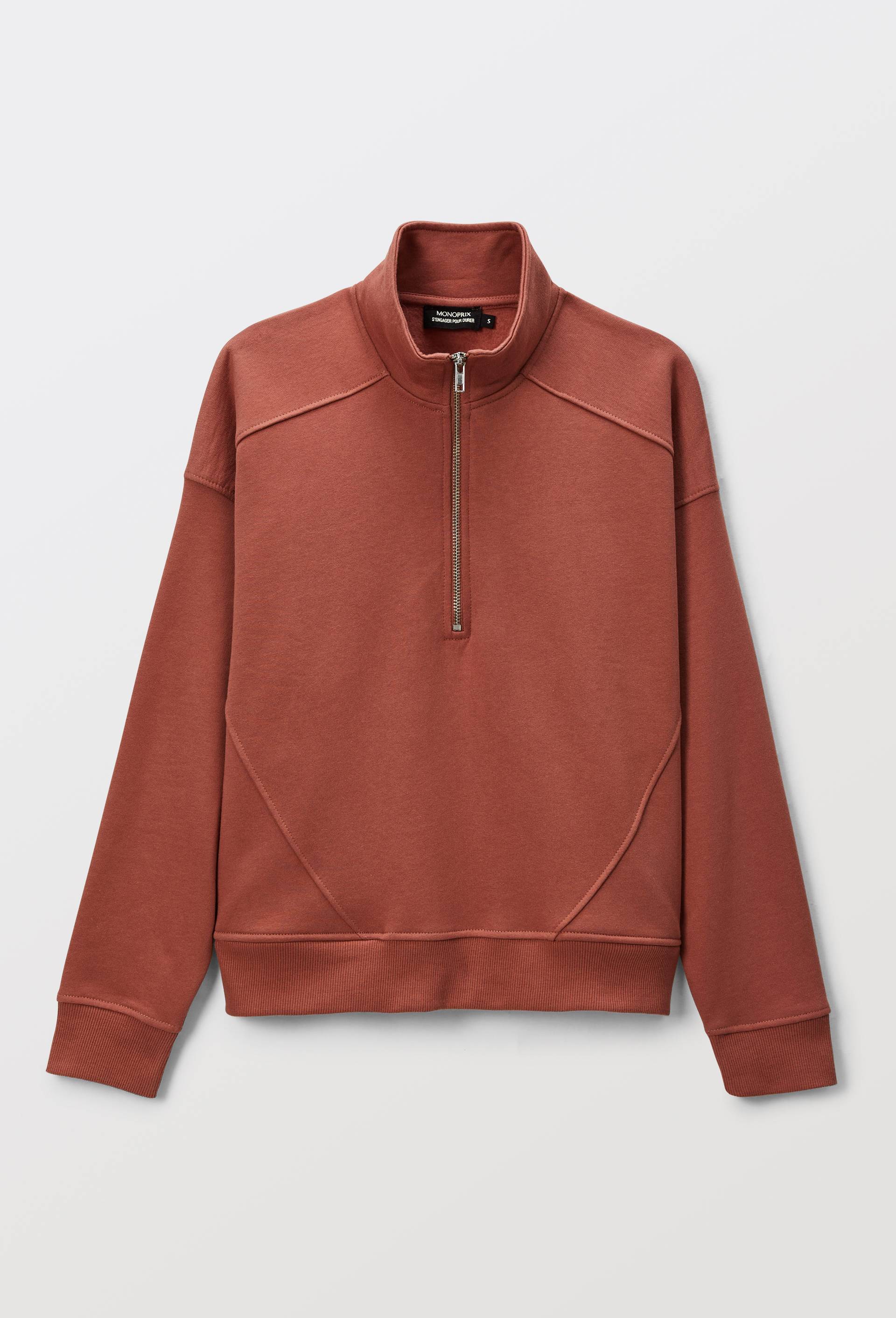 Pull uni en coton BIO GOTS, Rose fonc&eacute;, large image number 2
