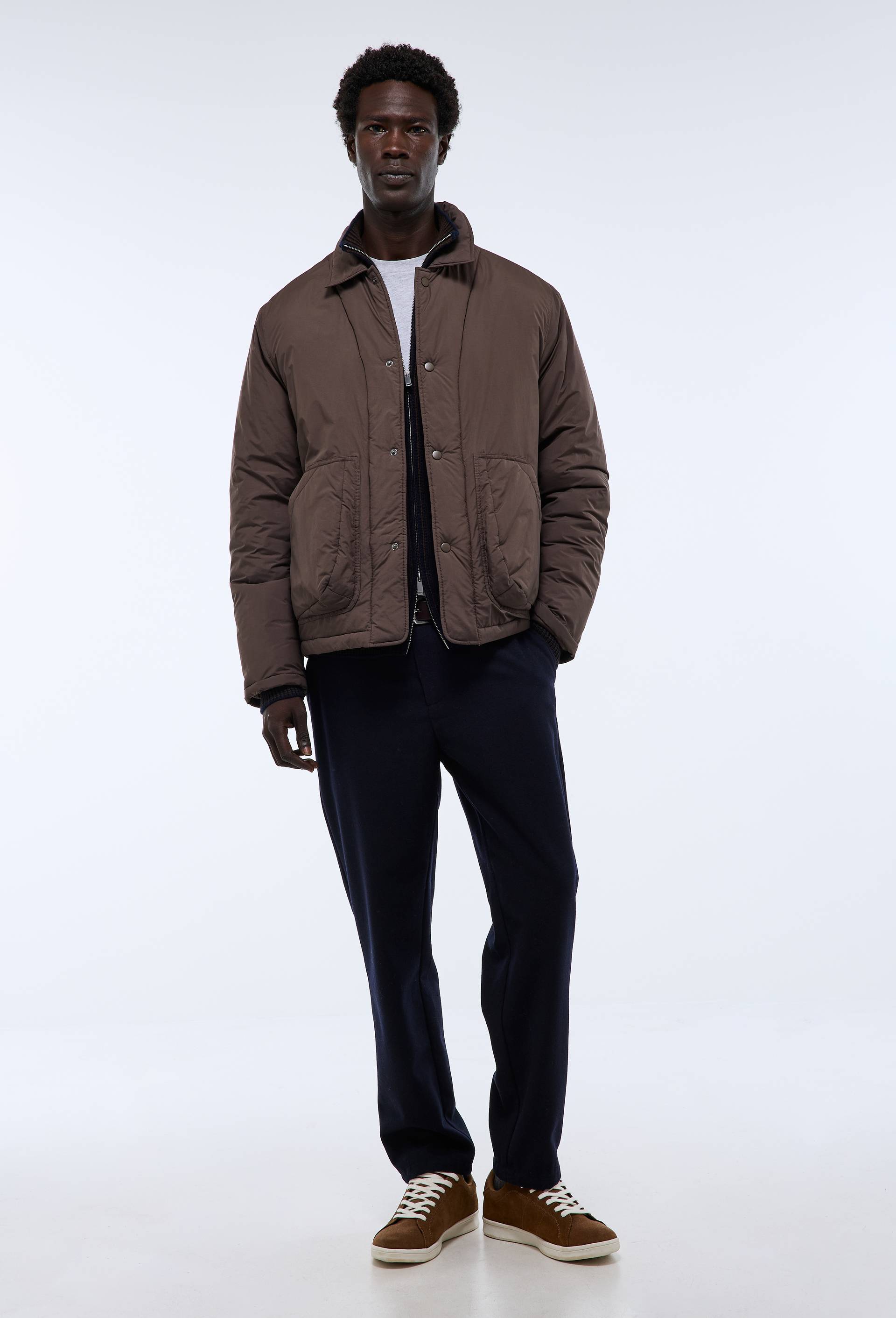 Blouson doubl&eacute; en coton gratt&eacute;, Brun, large image number 1.0