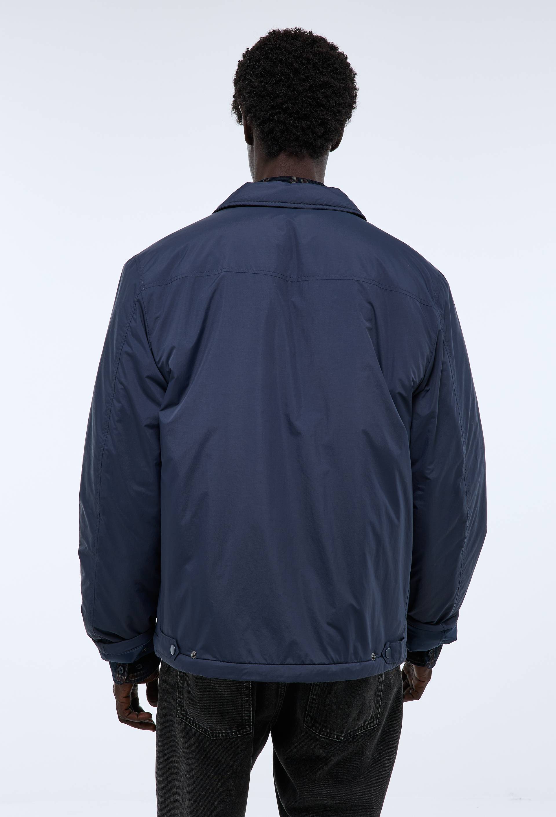 Blouson doubl&eacute; en coton gratt&eacute;, Bleu fonc&eacute;, large image number 2.0