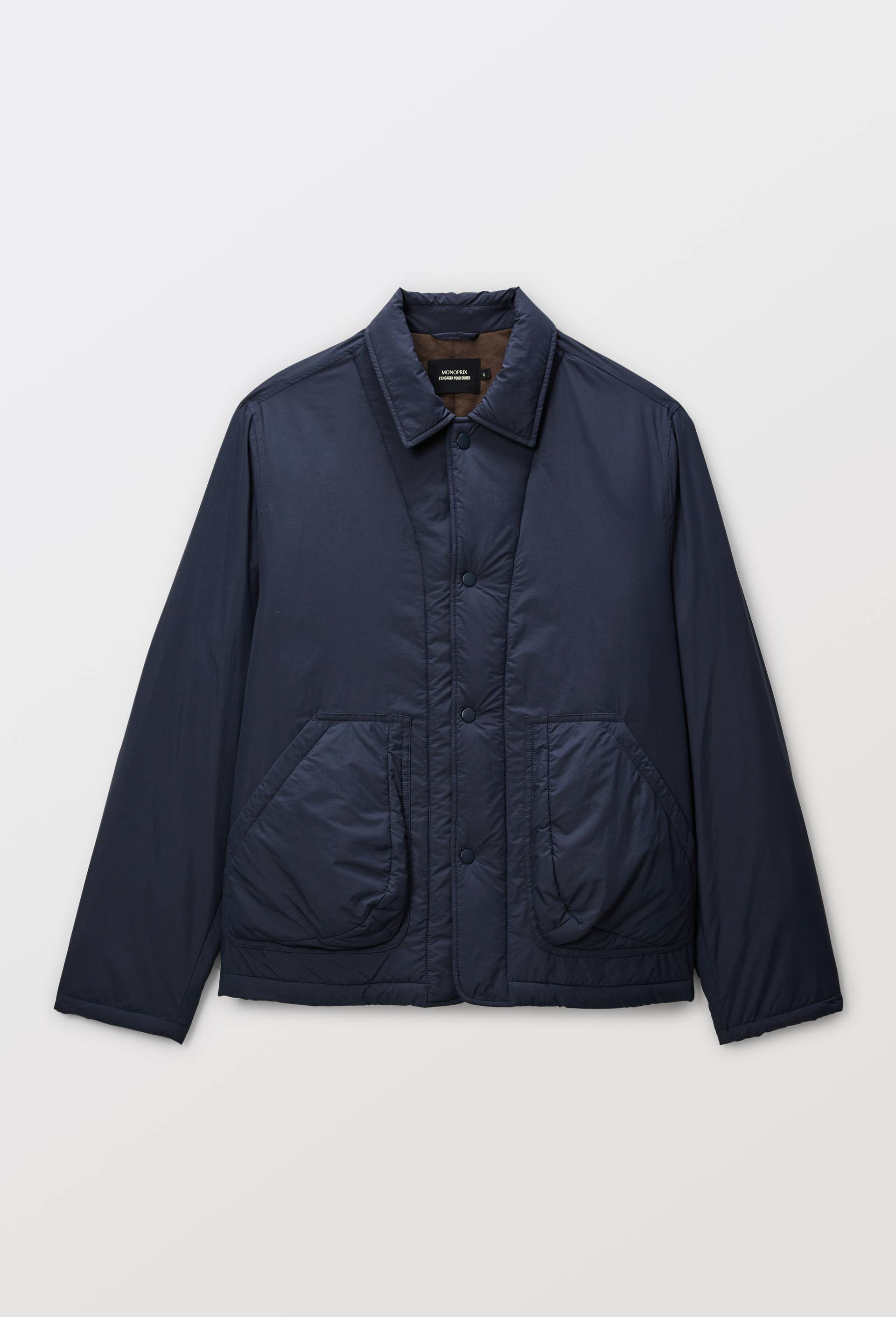 Blouson doubl&eacute; en coton gratt&eacute;, Bleu fonc&eacute;, large image number 3