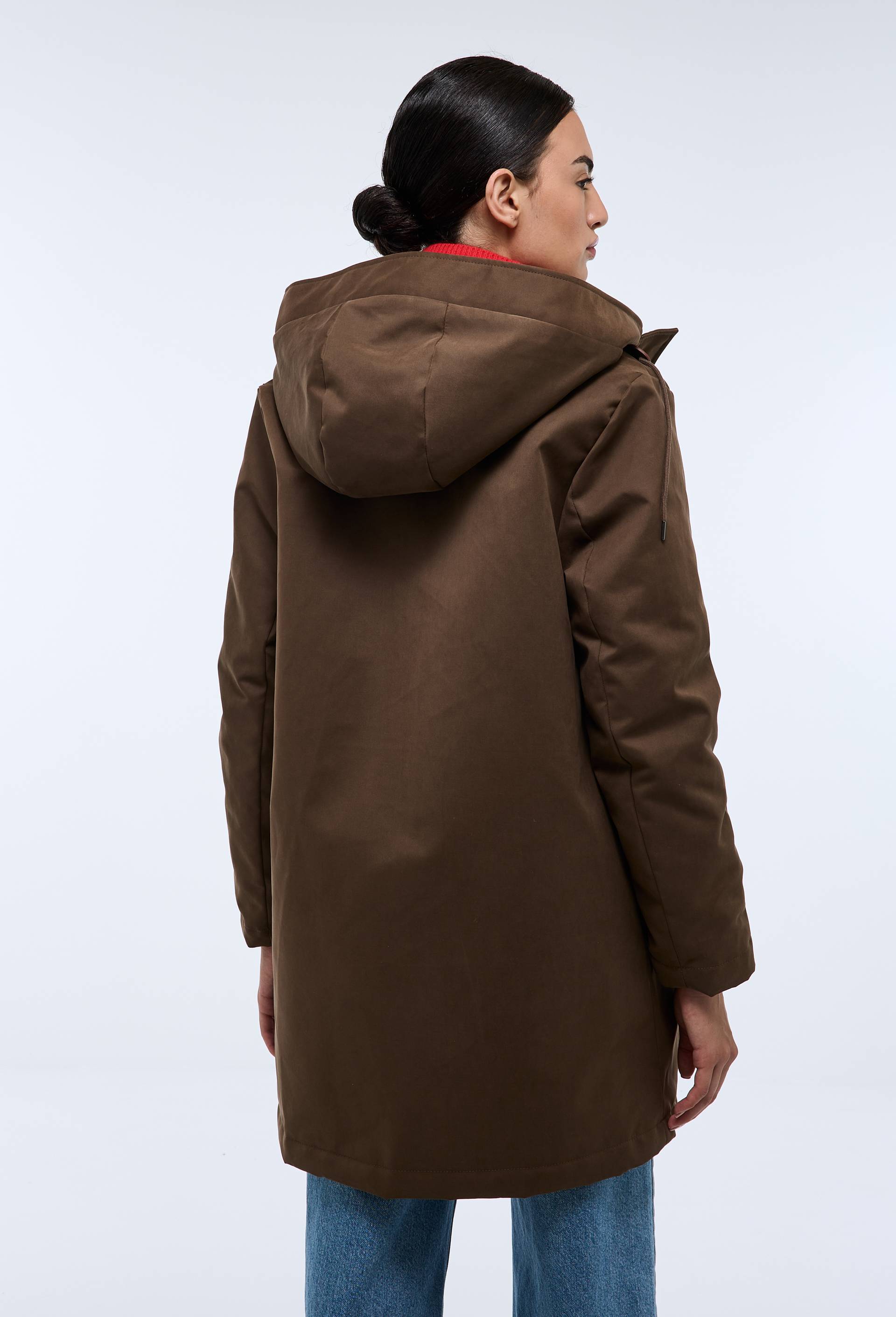 Parka &agrave; capuche avec fausse fourrure, Brun, large image number 1
