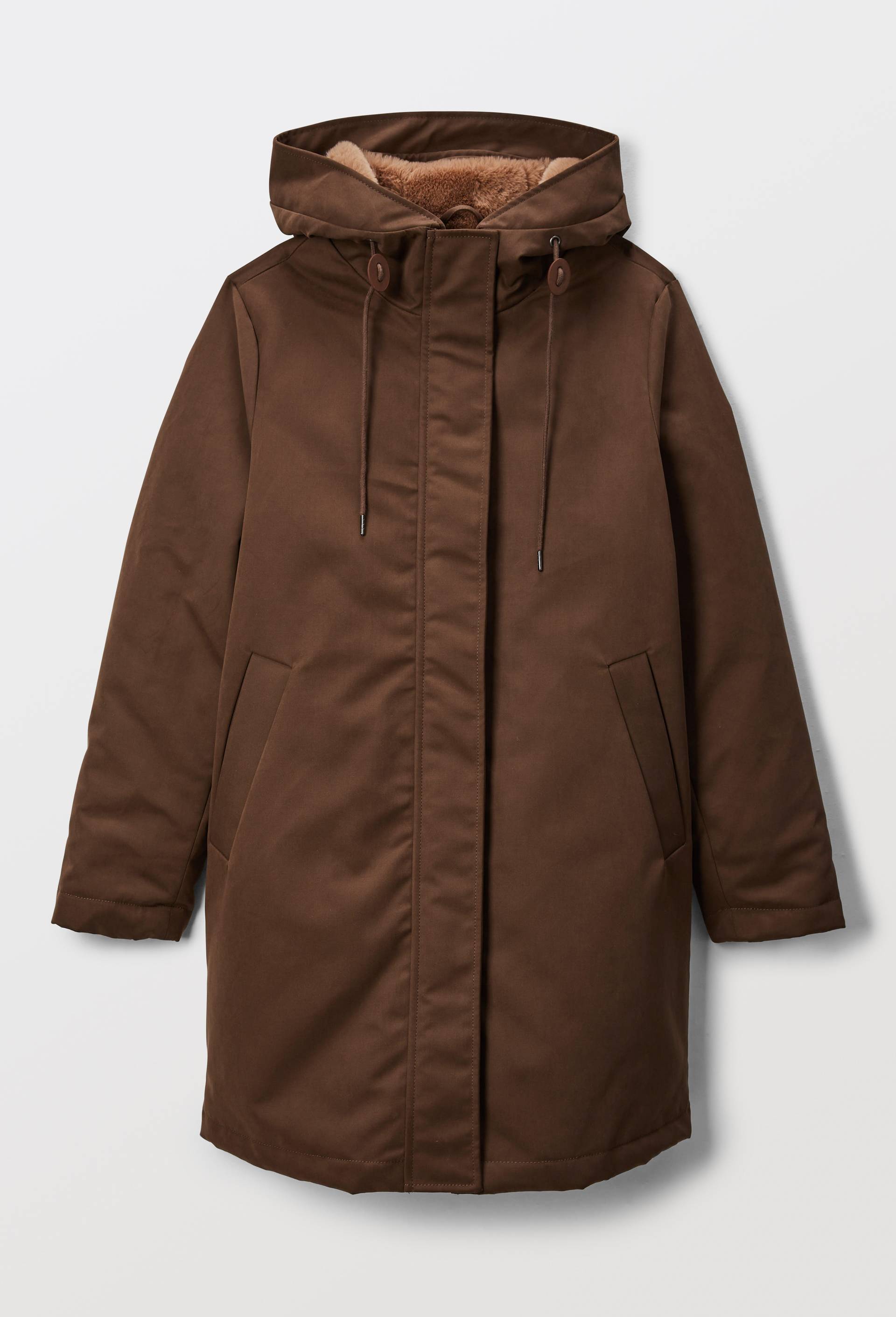Parka &agrave; capuche avec fausse fourrure, Brun, large image number 2