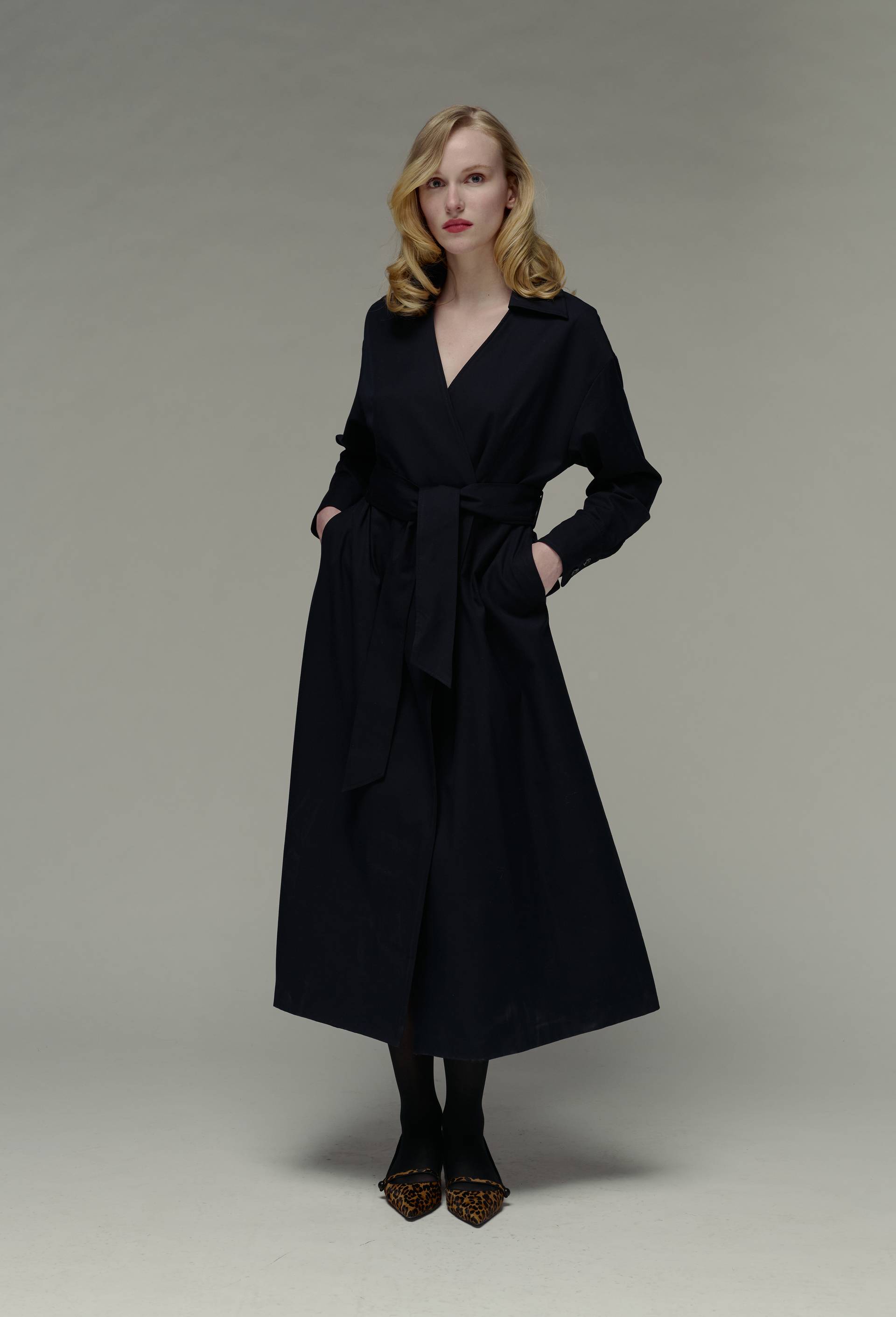 Robe manches longues ceinturée