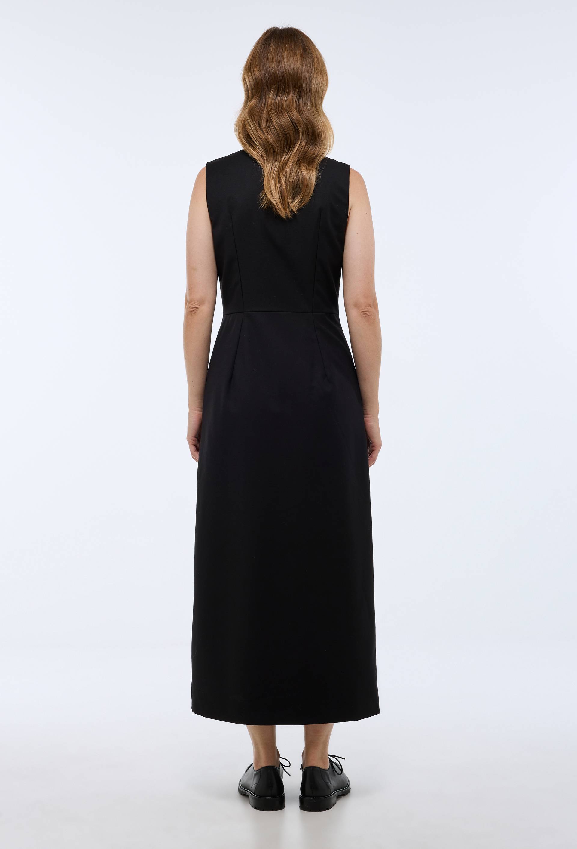Robe longue portefeuille unie, Noir, large image number 4