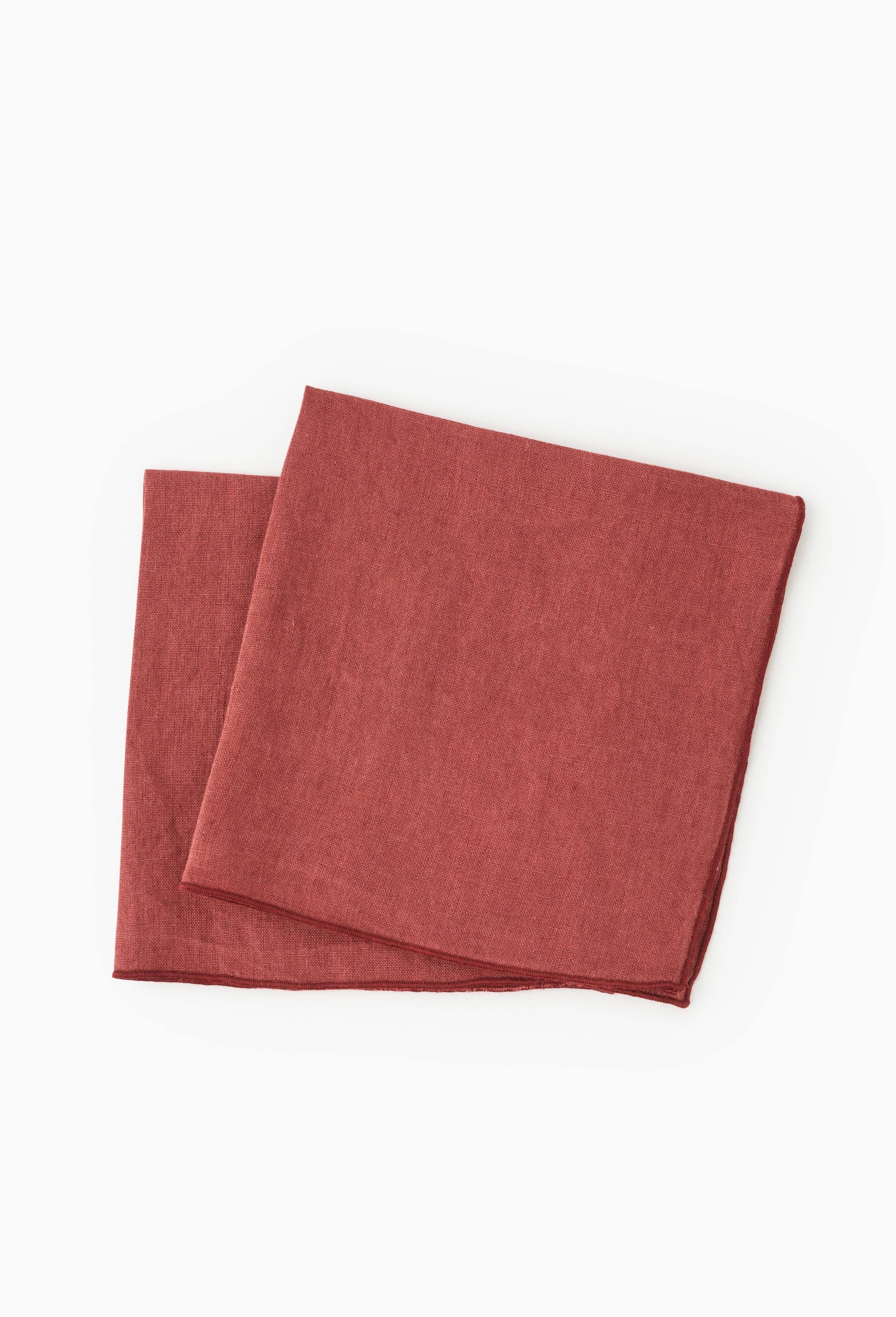 2 serviettes de table en lin , 40x40, Rouge fonc&eacute;, large image number 0