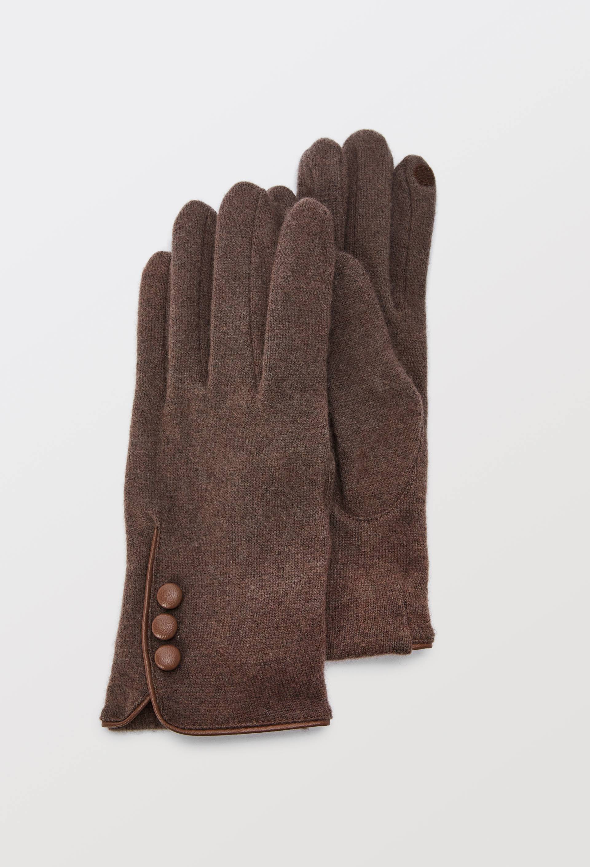 Gants tactiles &agrave; boutons contenant de la laine, Brun clair, swatch image