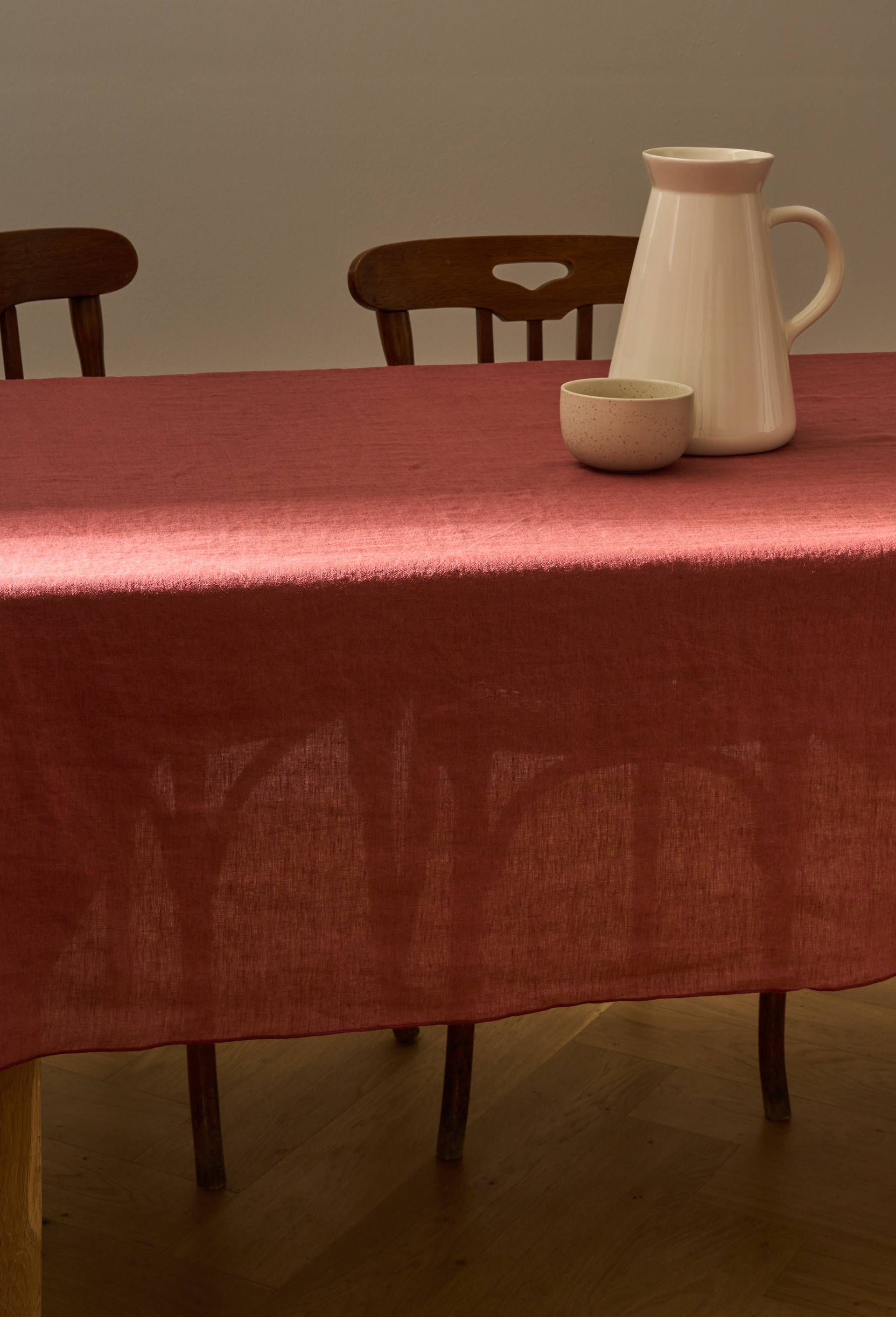 Nappe en lin lav&eacute;, Rouge fonc&eacute;, large image number 0