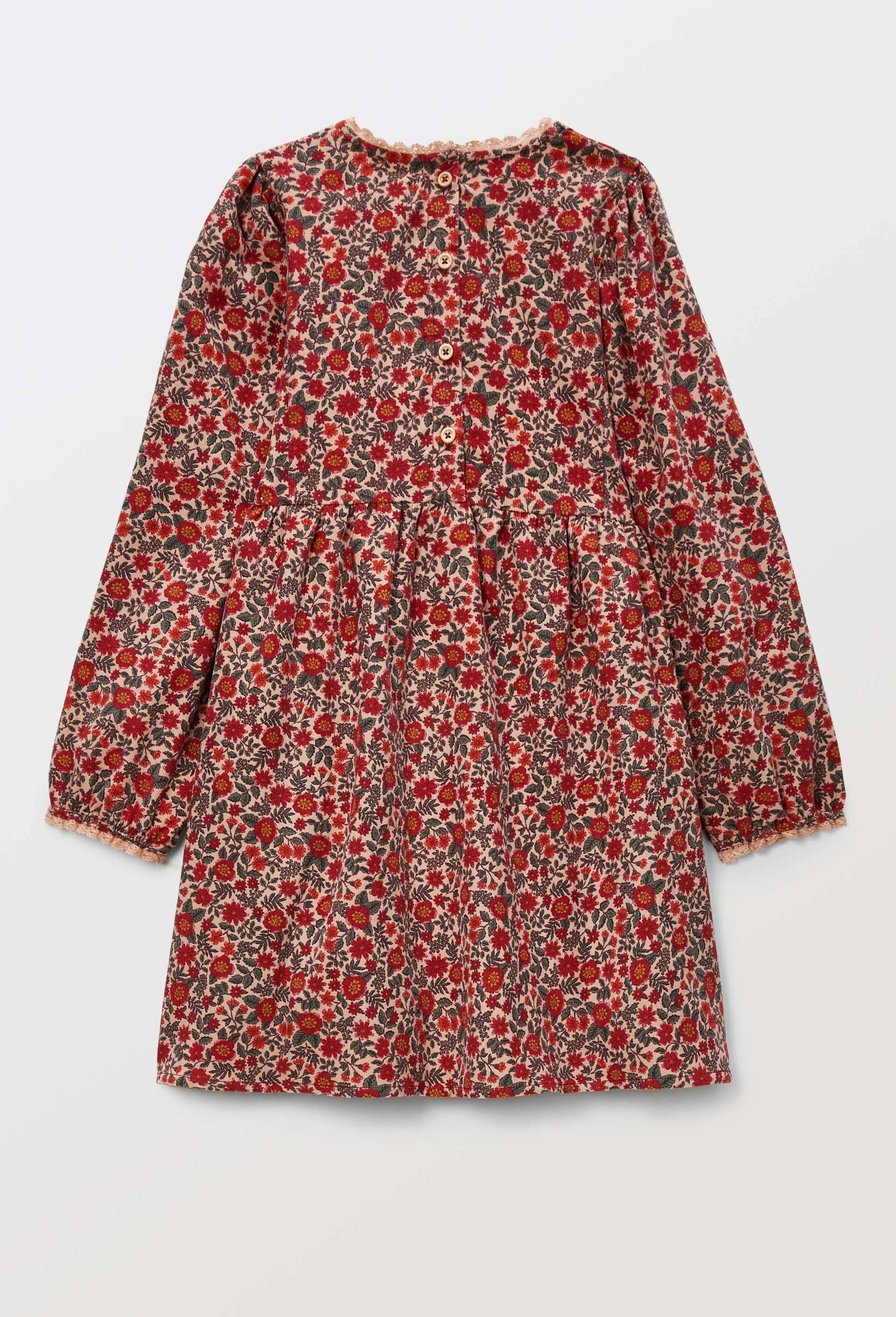 Robe courte en velours &agrave; imprim&eacute; fleuri, Beige, large image number 1.0