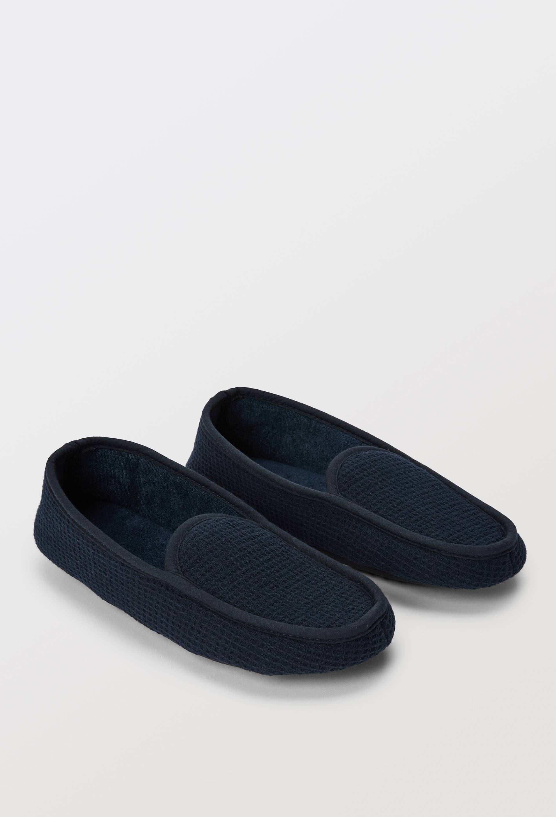 Mocassins unis en nid d'abeille, Bleu fonc&eacute;, large image number 0