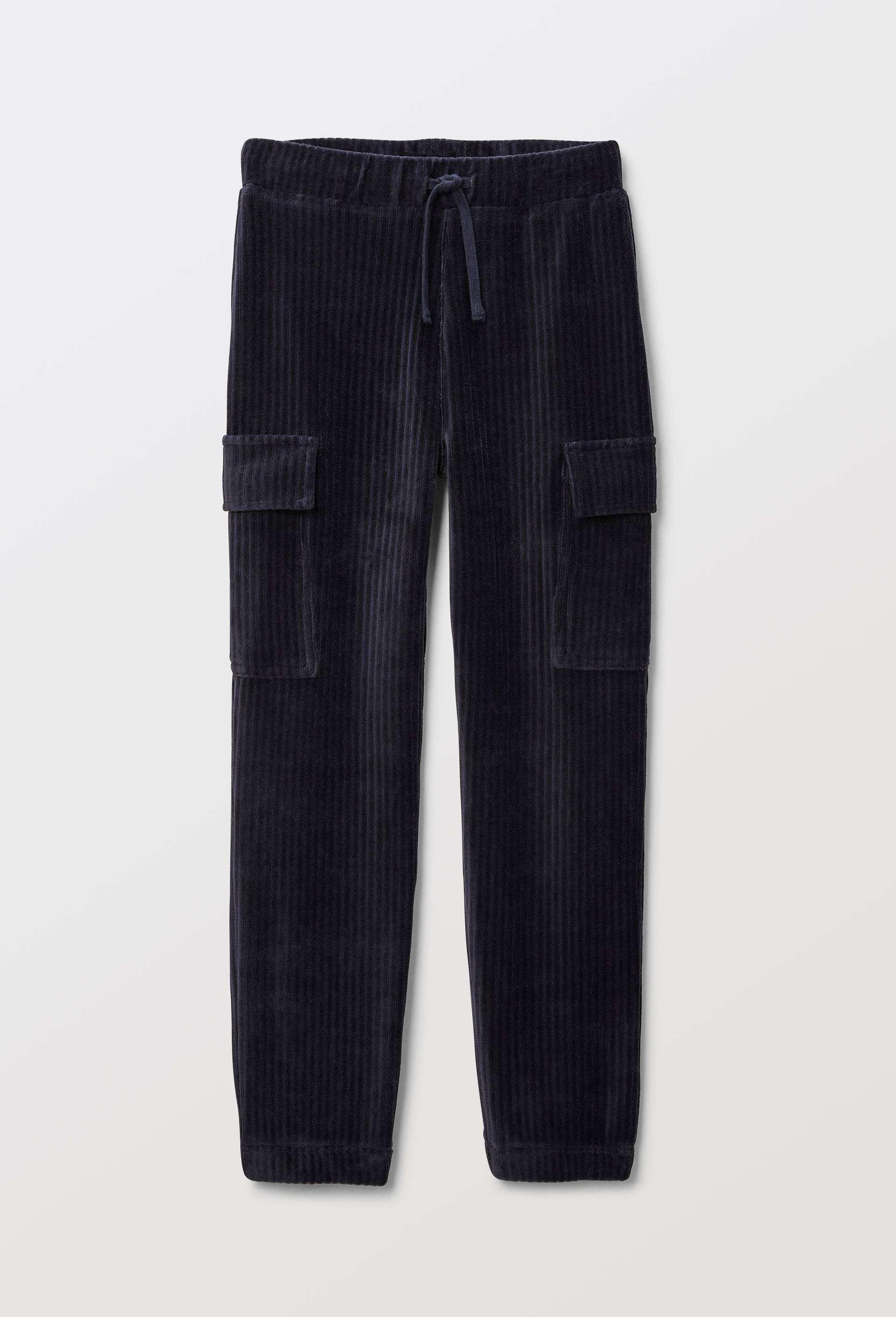 Pantalon en velours c&ocirc;tel&eacute; effet maille contenant du coton, Bleu fonc&eacute;, large image number 1