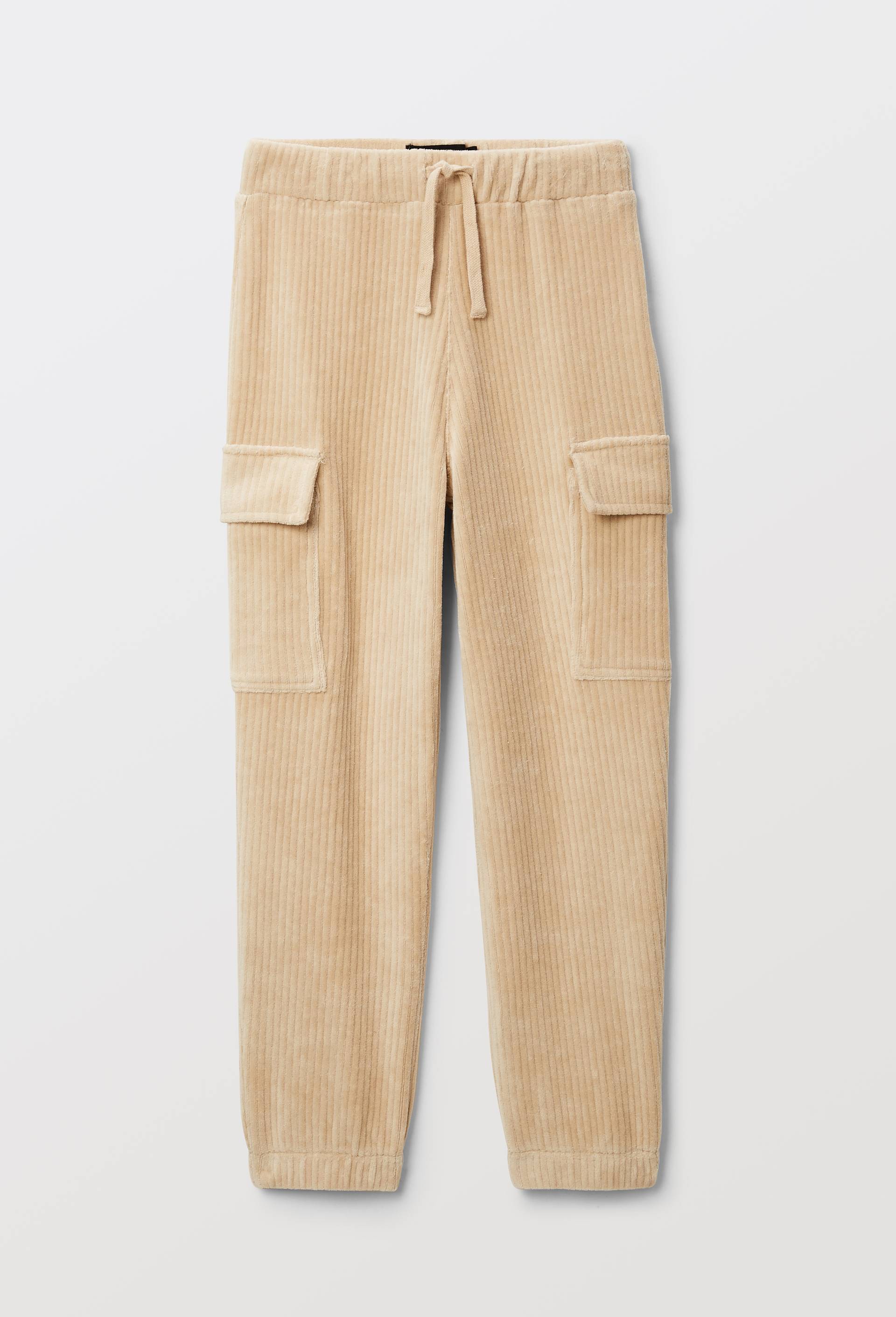 Pantalon en velours c&ocirc;tel&eacute; effet maille contenant du coton, Beige clair, large image number 2