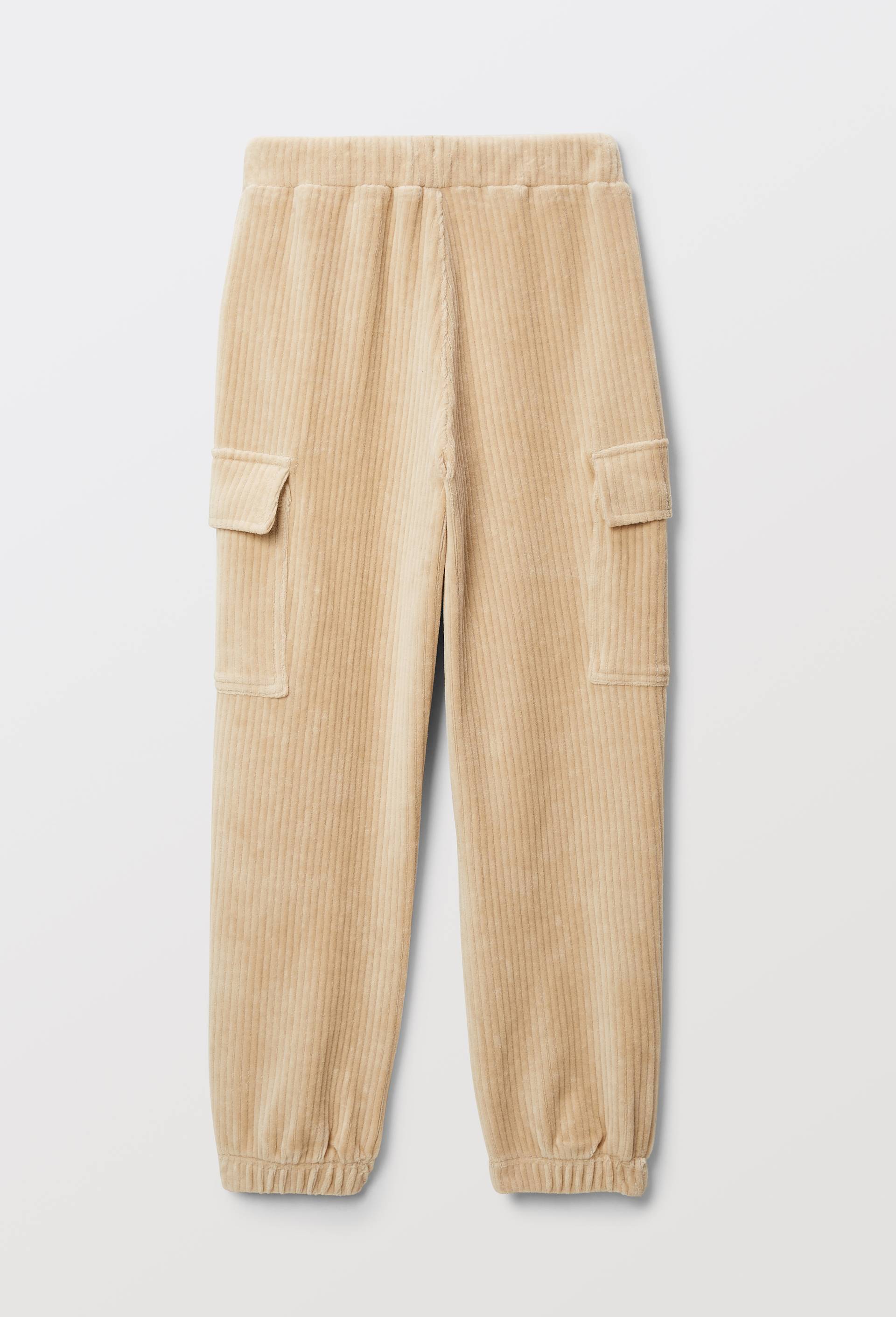 Pantalon en velours c&ocirc;tel&eacute; effet maille contenant du coton, Beige clair, large image number 3.0