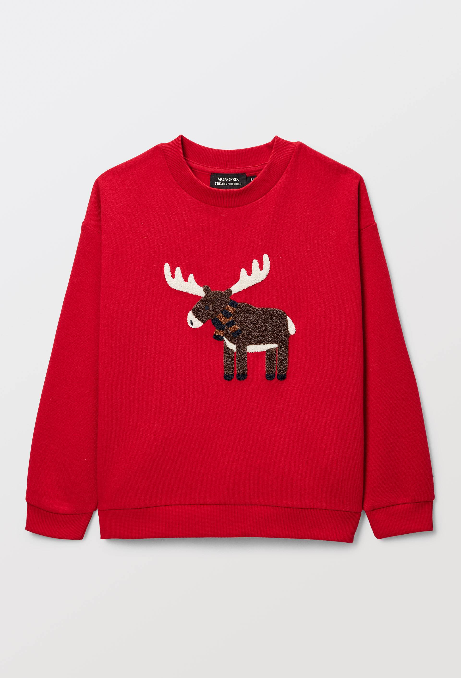 Sweat col rond avec broderie en coton BIO GOTS, Rouge, large image number 0