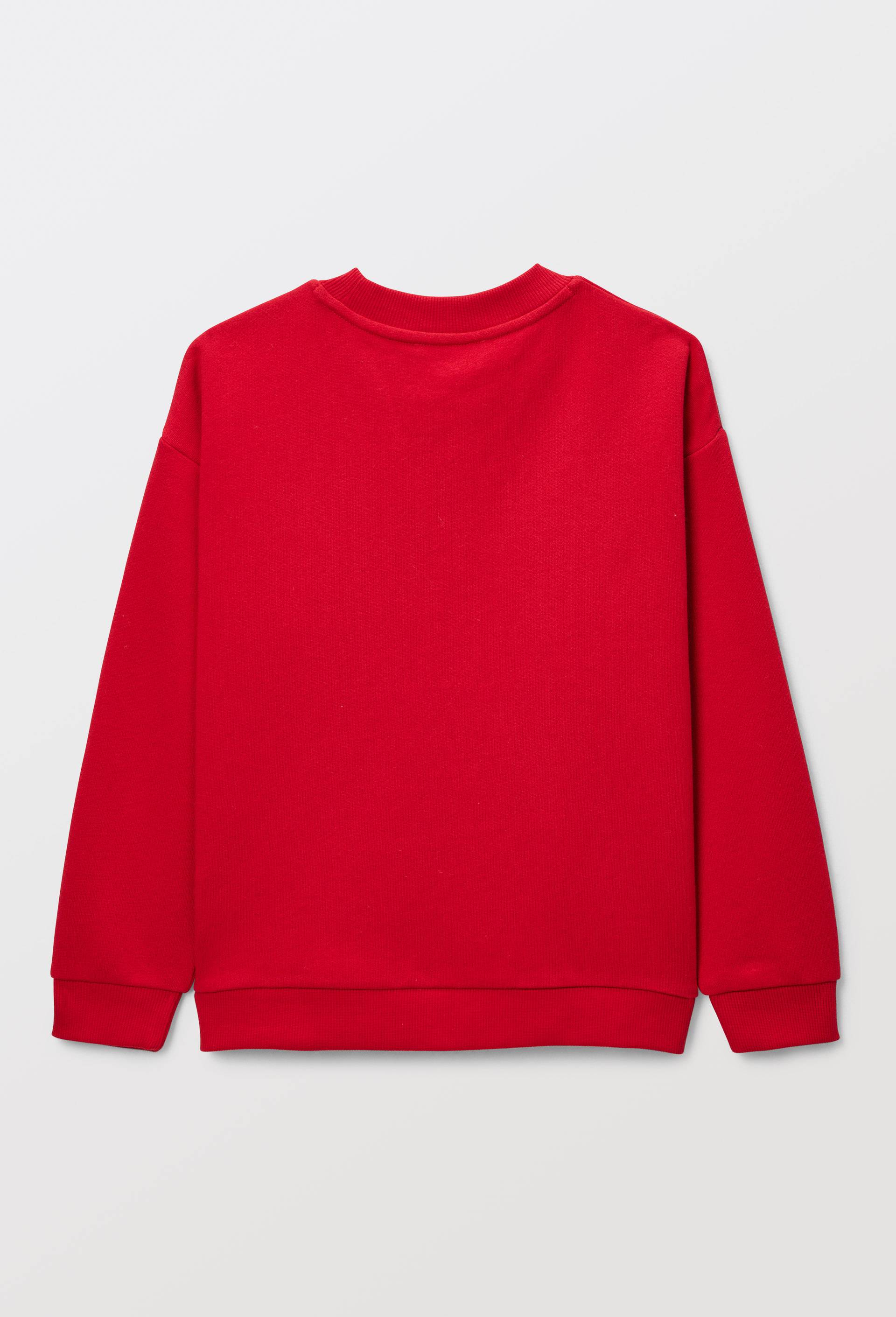 Sweat col rond avec broderie en coton BIO GOTS, Rouge, large image number 1
