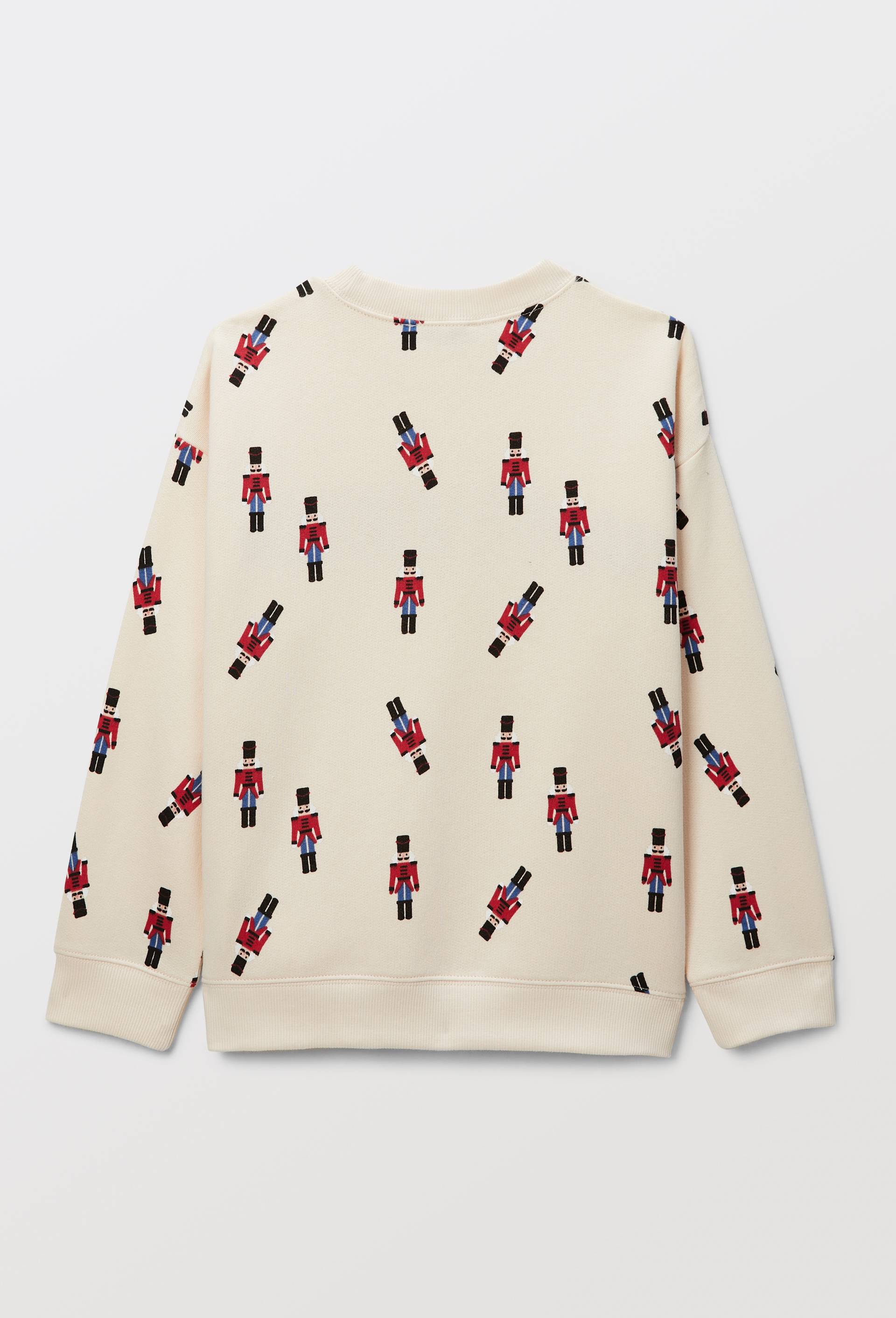 Sweat col rond imprim&eacute; en coton BIO GOTS, Beige clair, large image number 1