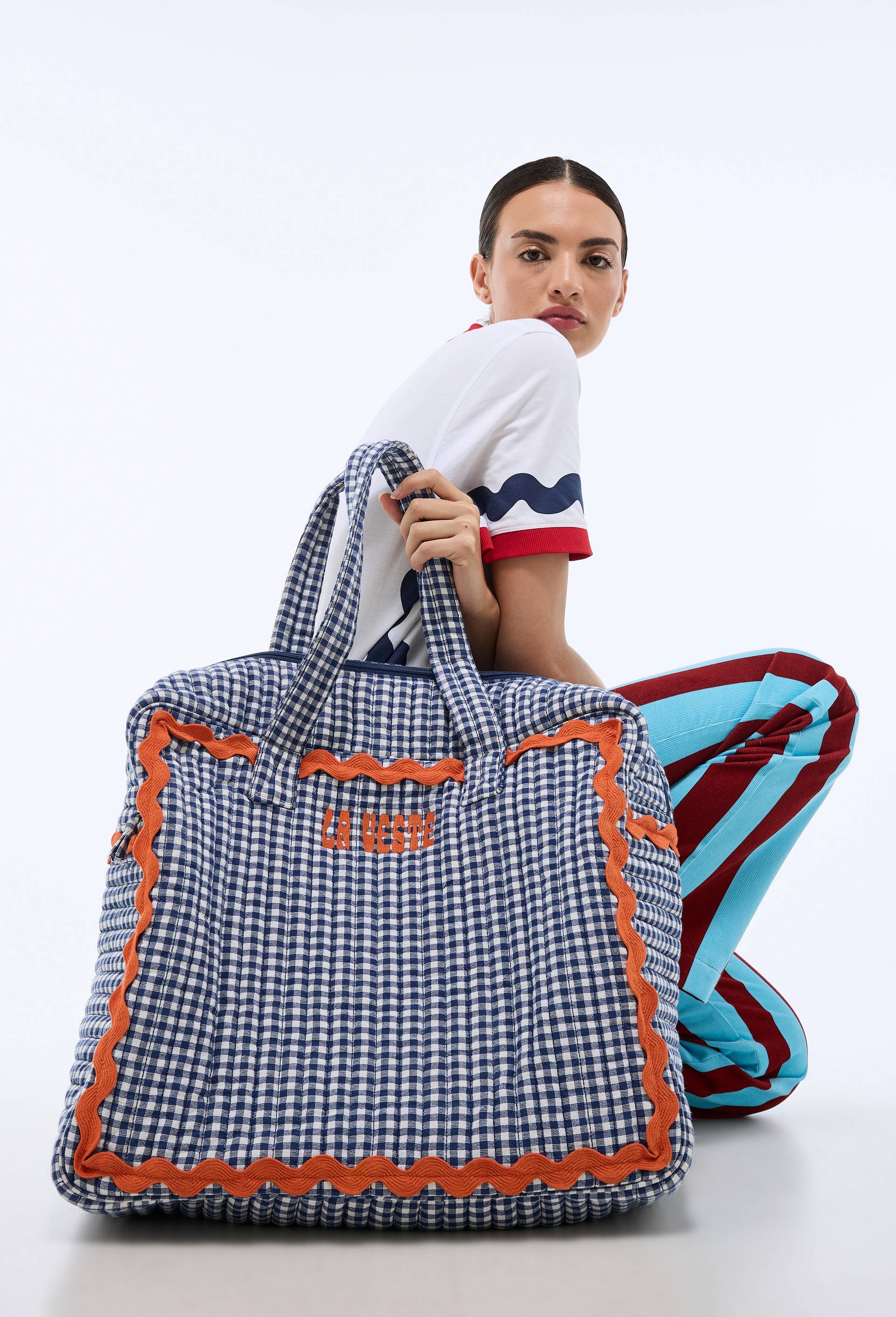Sac Shopping Pliable Monoprix Design Paris - Fourre-tout Bleu, Anses Dorées, Neuf Avec étiquettes - Moyen