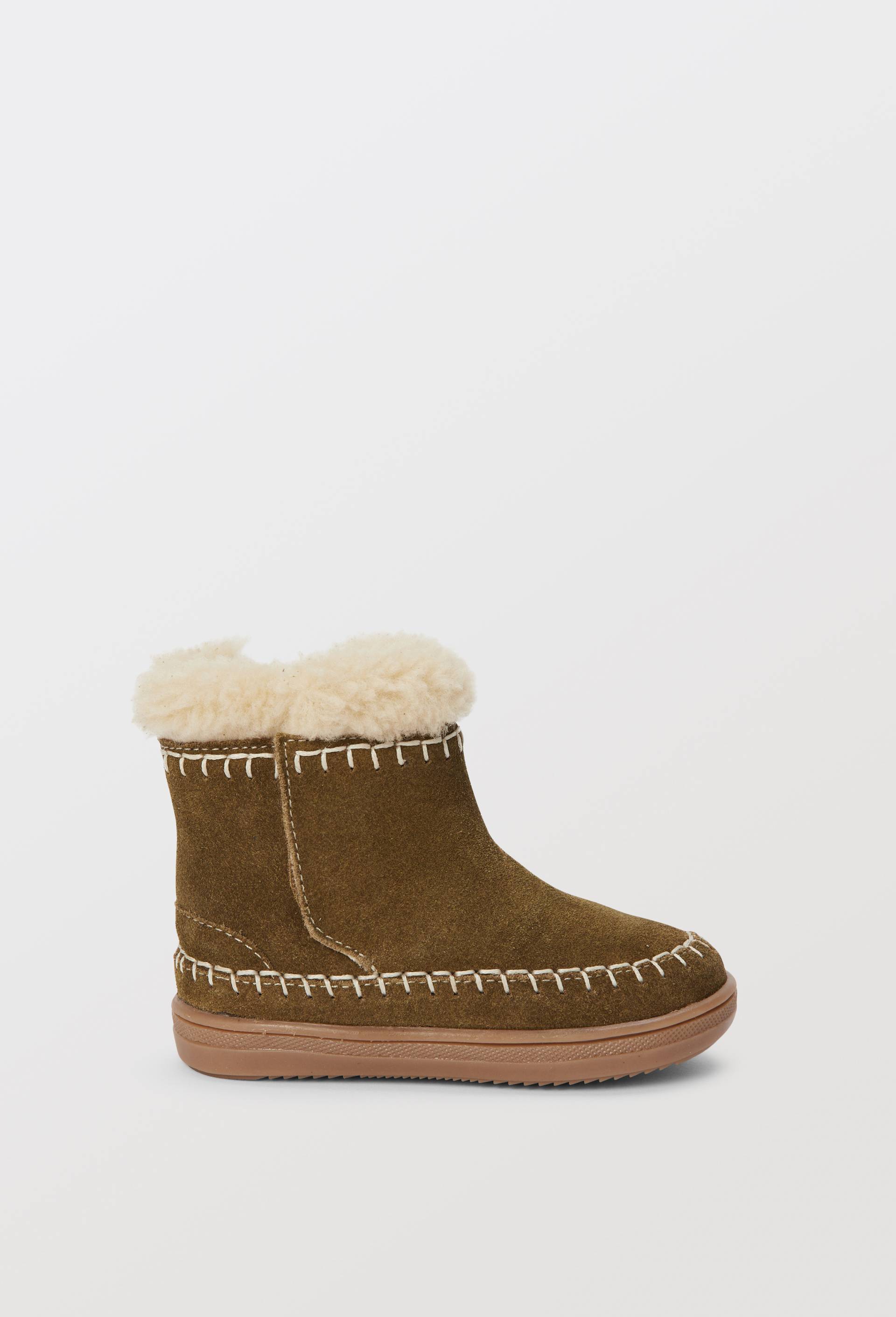 Bottines fourr&eacute;es en cuir, Vert, large image number 1