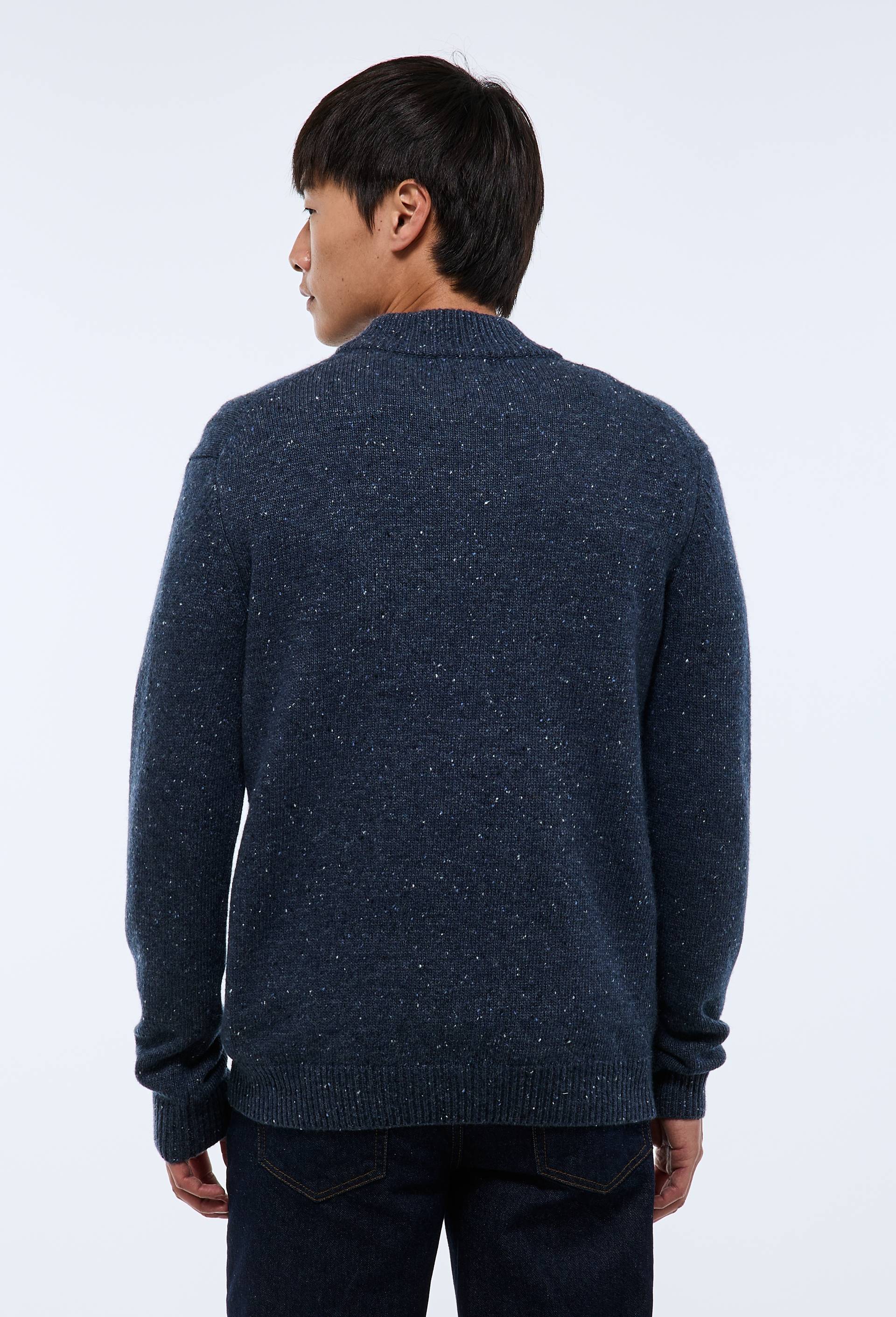 Pull col montant neps contenant de la laine, Bleu fonc&eacute;, large image number 2.0