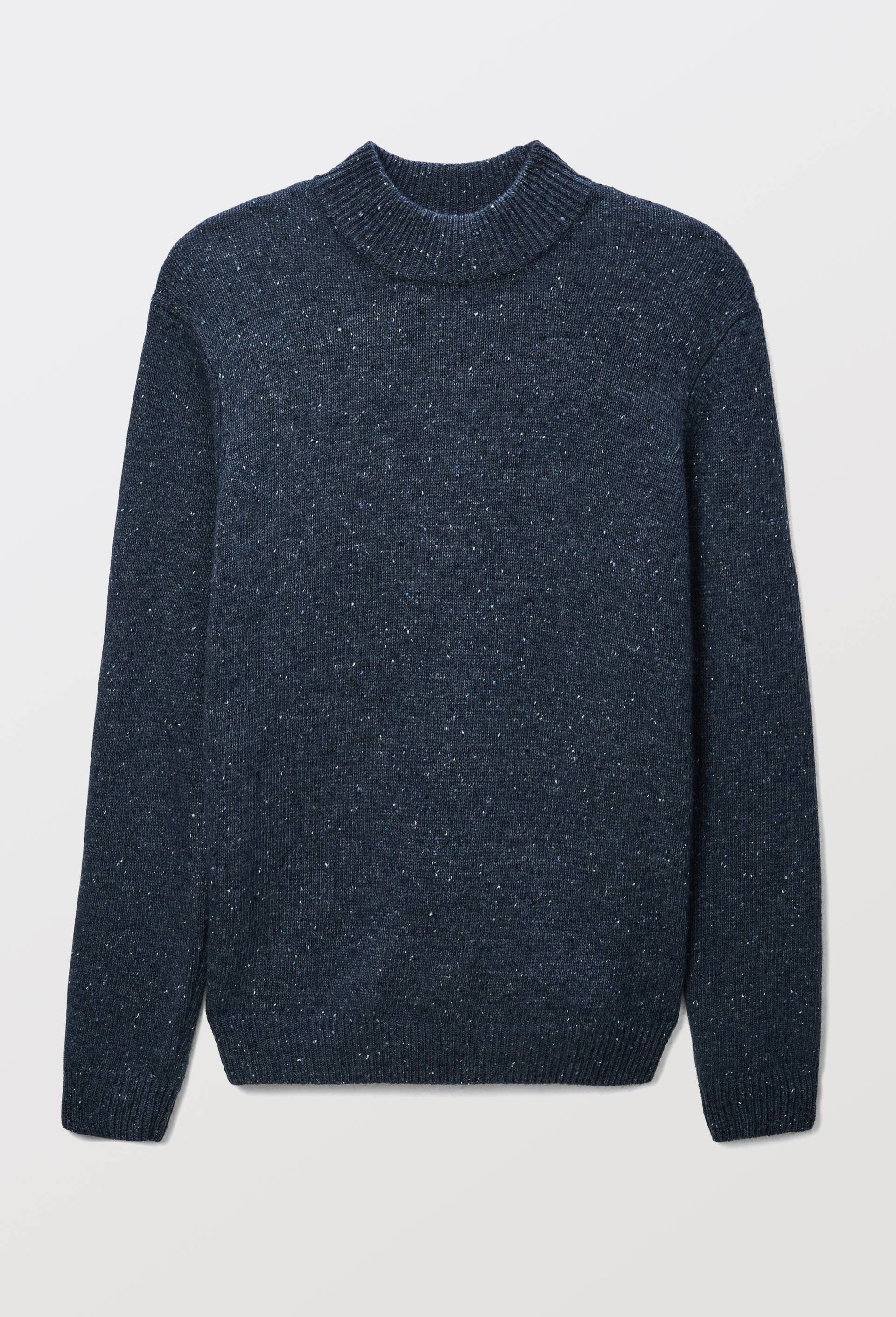Pull col montant neps contenant de la laine, Bleu fonc&eacute;, large image number 3