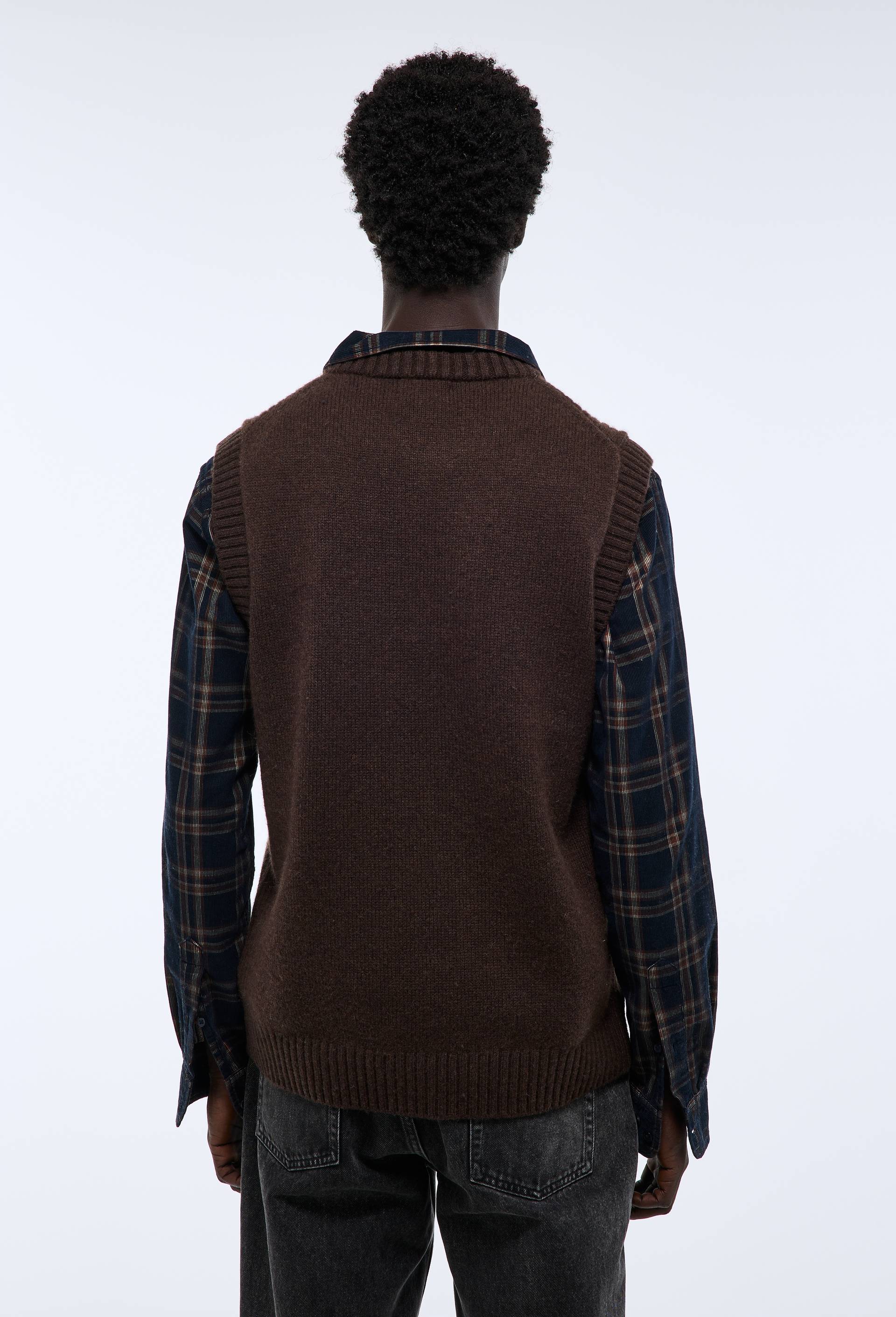 Pull sans manches contenant de la laine, Brun, large image number 3