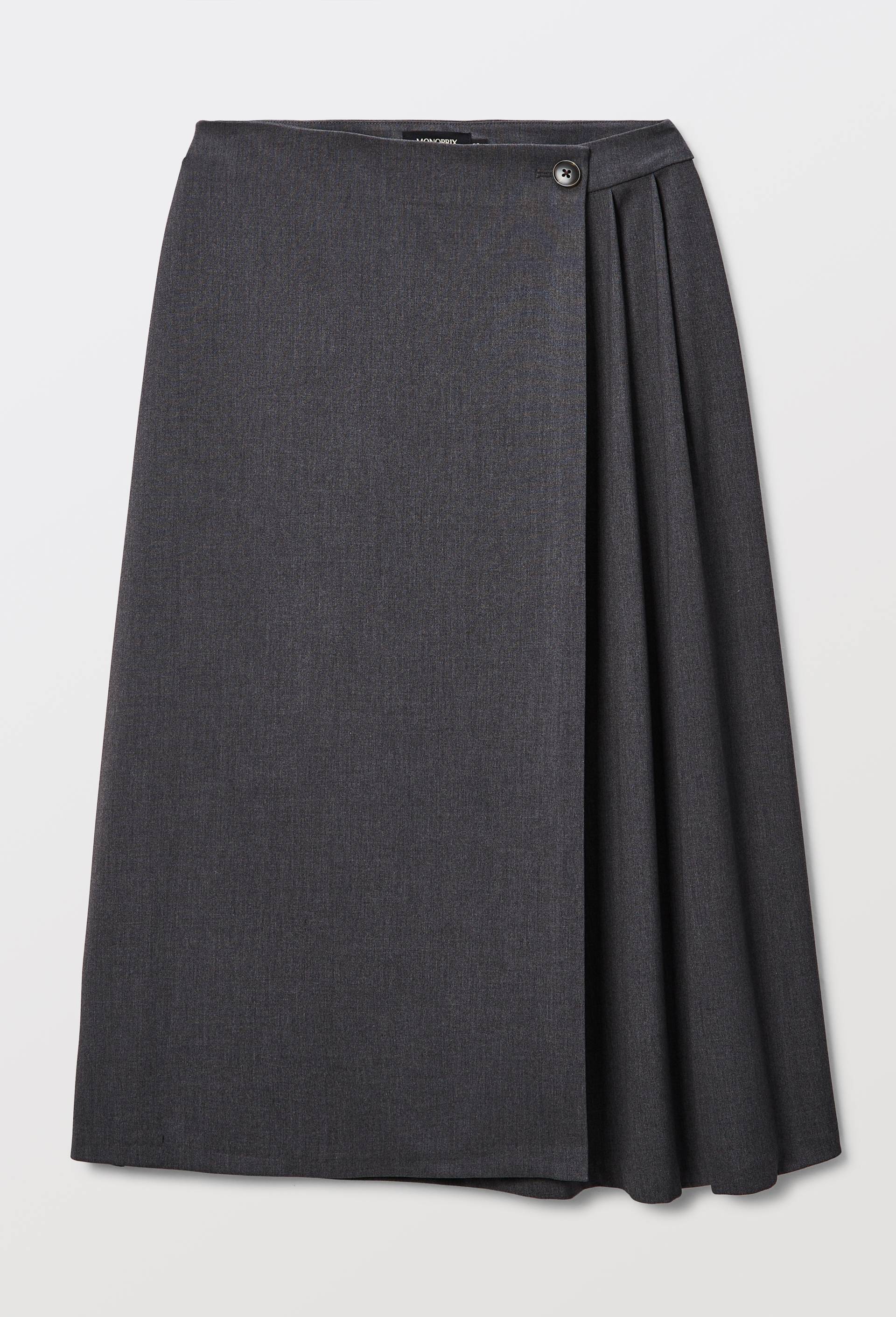 Jupe midi portefeuille, Gris fonc&eacute;, large image number 3