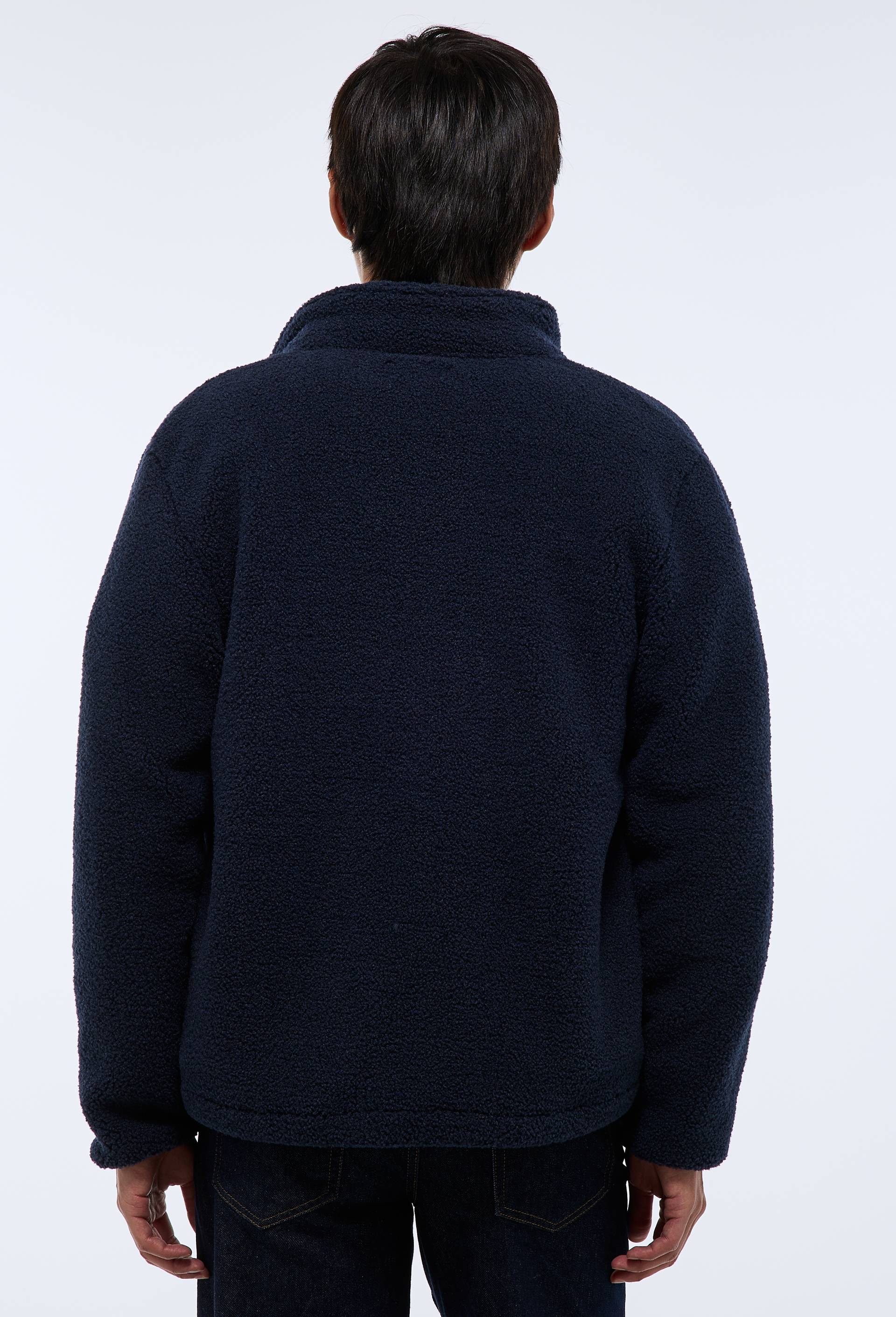 Veste sherpa manches longues zipp&eacute;e, Bleu fonc&eacute;, large image number 1
