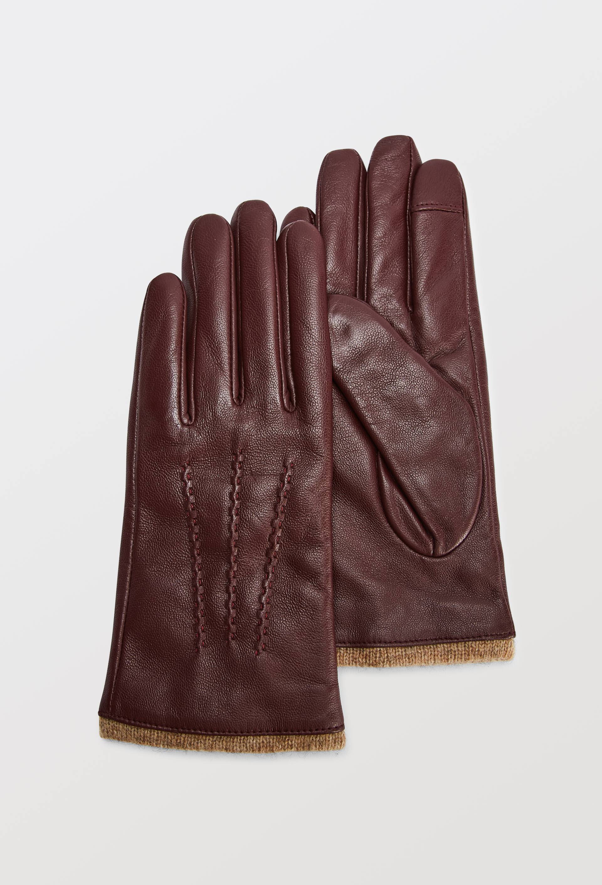 Gants tactiles en cuir, Rouge fonc&eacute;, large image number 2