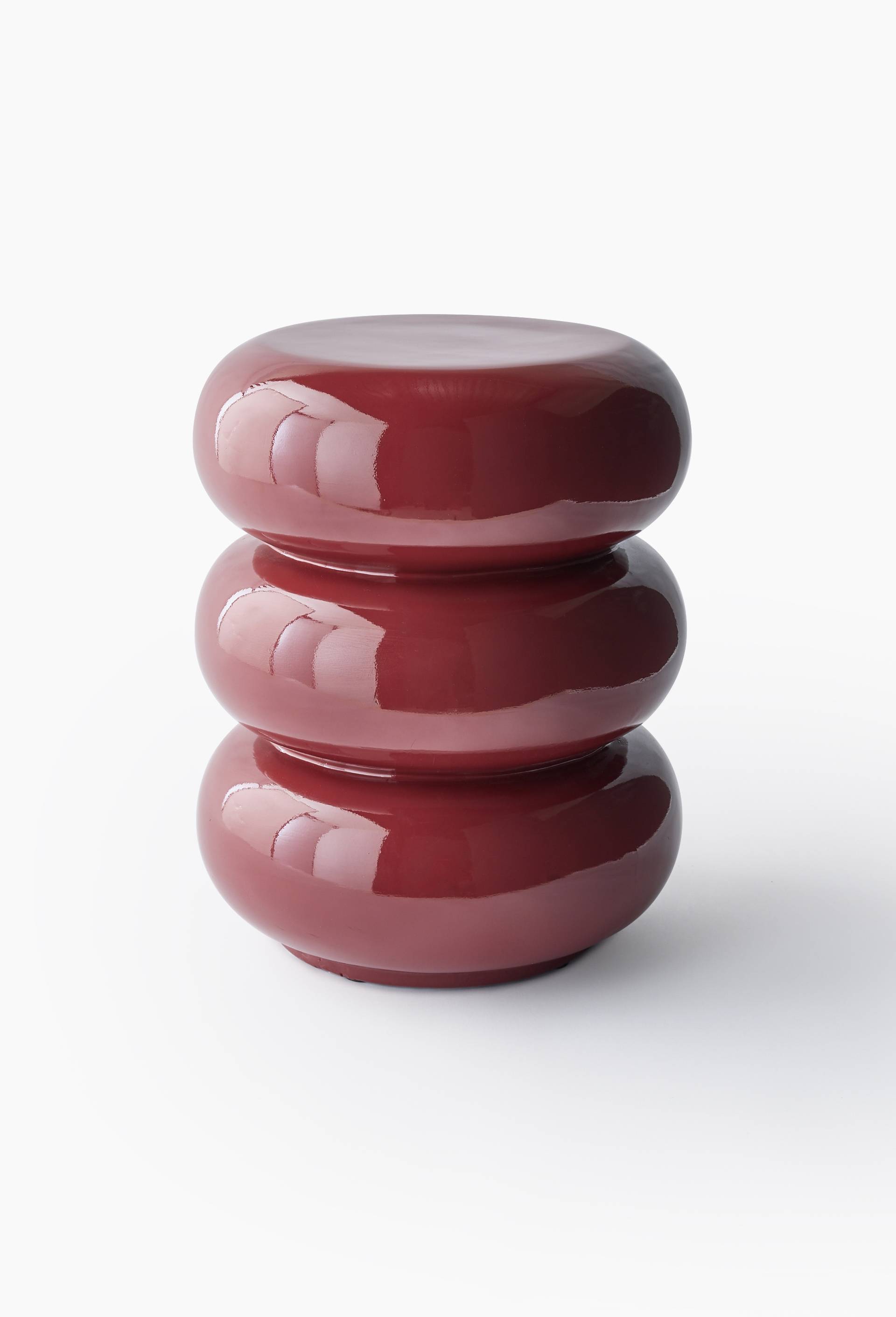 Tabouret boudin, D35x43cm, en polyrésine ROUGE FONCE MONOPRIX