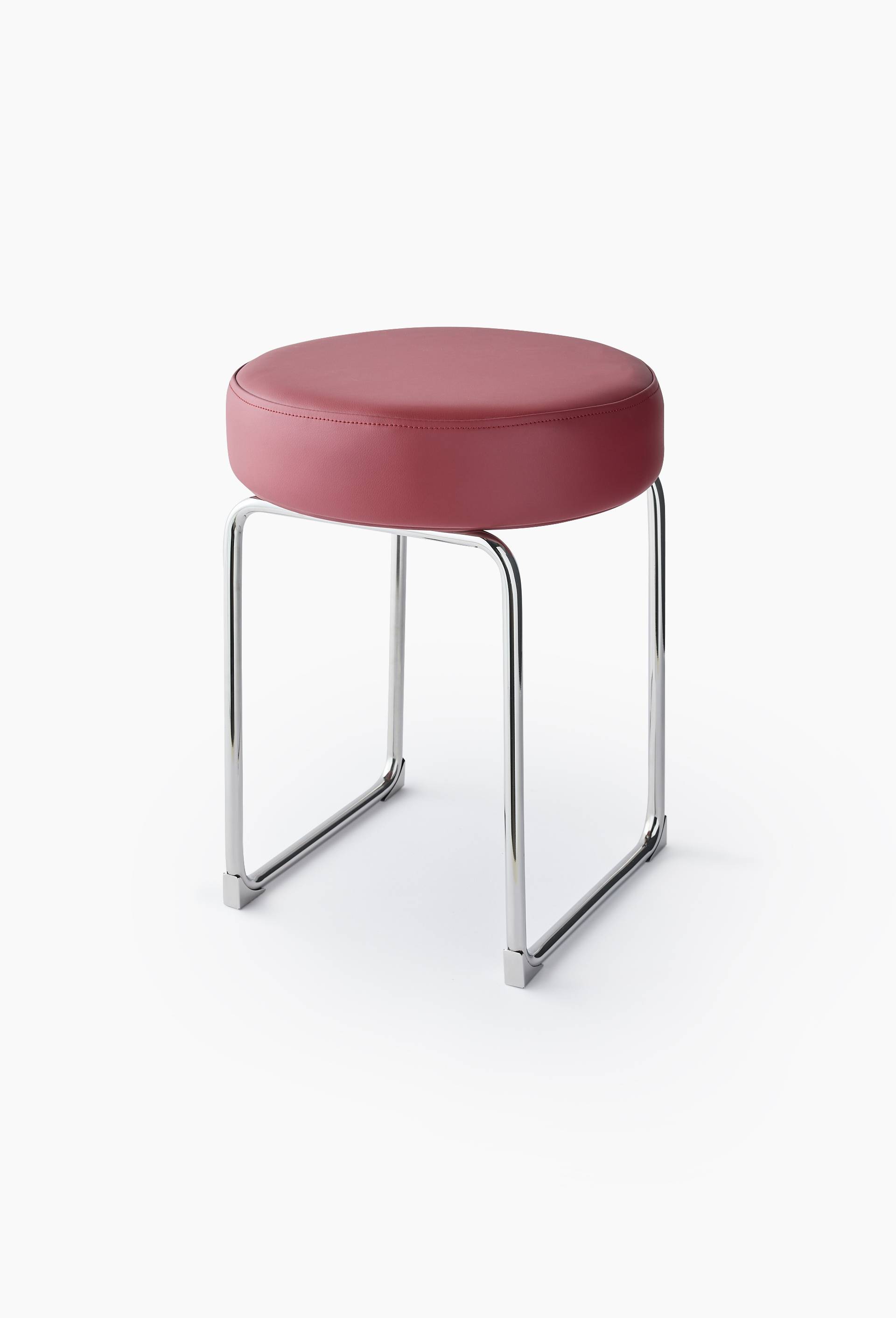 Tabouret, 45X45X45cm, en m&eacute;tal et skai, Rouge fonc&eacute;, large image number 0
