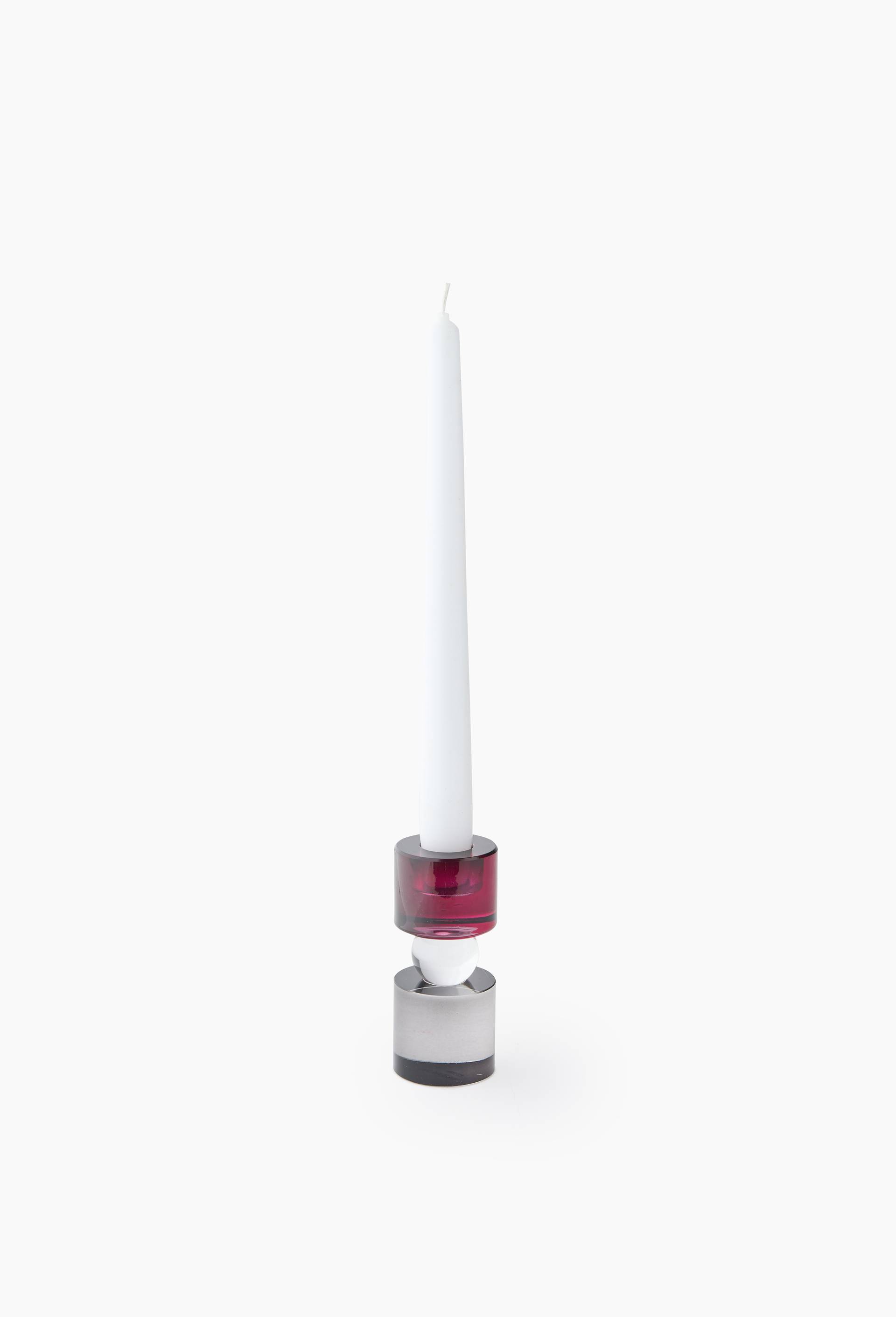 Bougeoir cylindrique bicolore, en cristal, Rouge fonc&eacute;, large image number 0