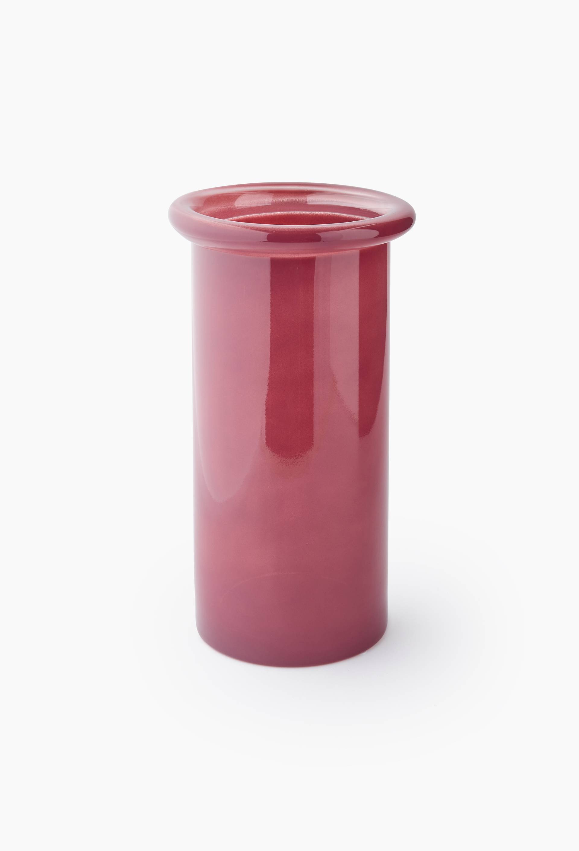Vase droit, Hx14cm, en verre ROUGE FONCE MONOPRIX