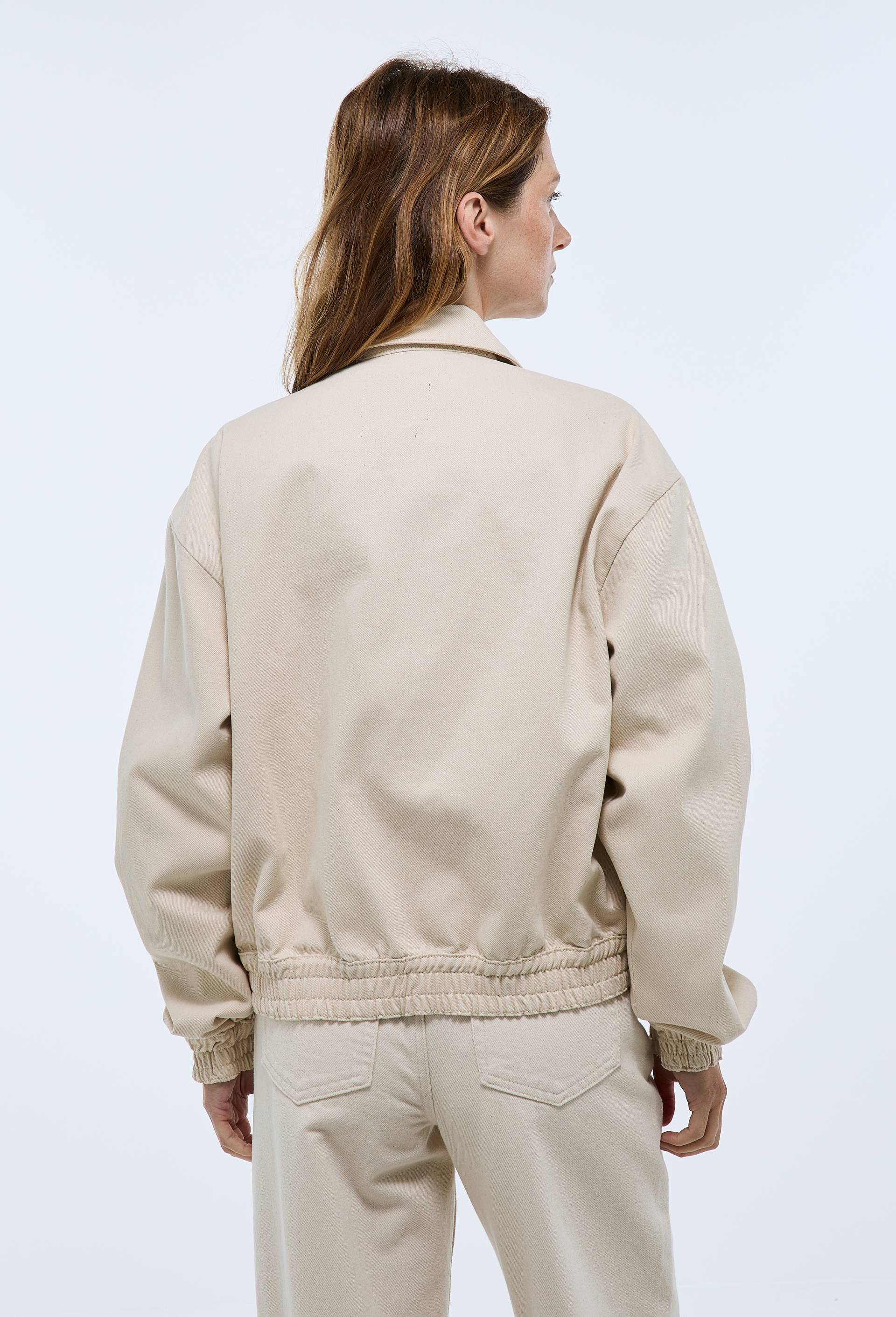 Blouson zipp&eacute; en denim, Ecru, large image number 1.0