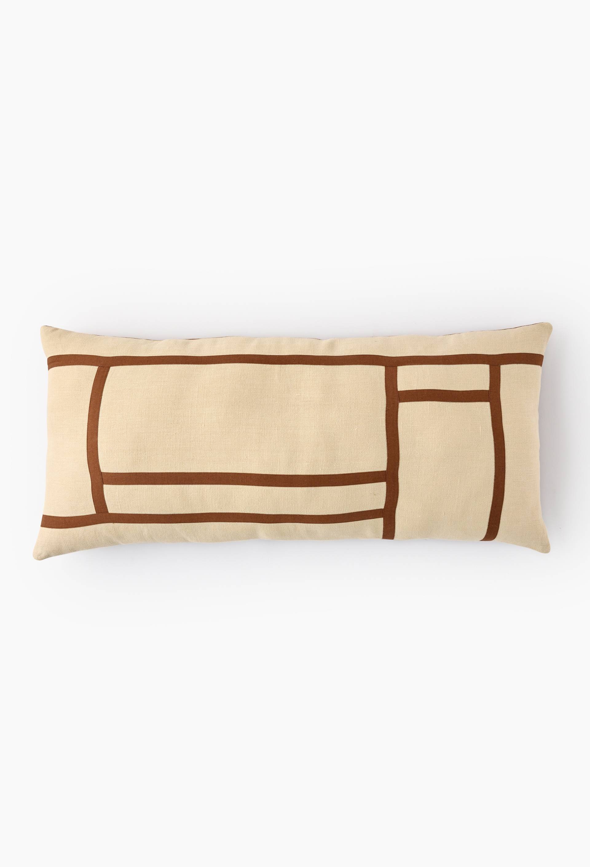 Coussin rectangulaire vichy, 40x90cm, 100% coton, Brun fonc&eacute;, large image number 0.0
