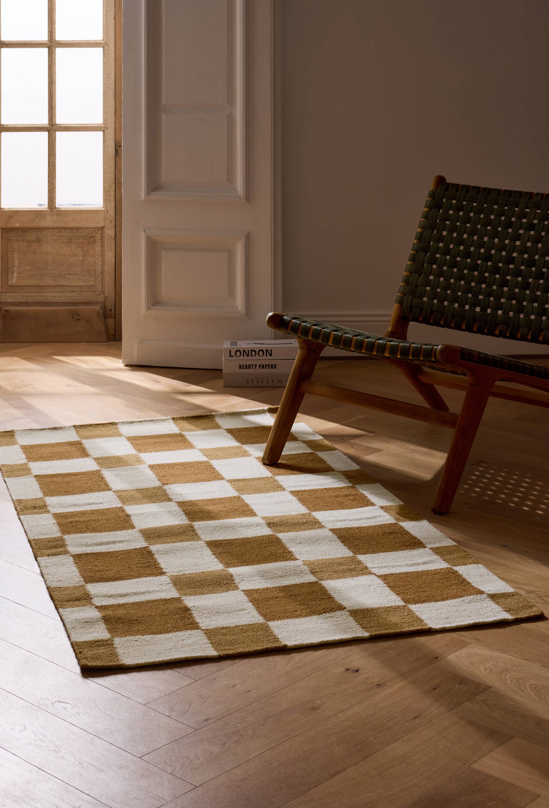 Tapis coton-laine, 160x90cm, Beige clair, large image number 0