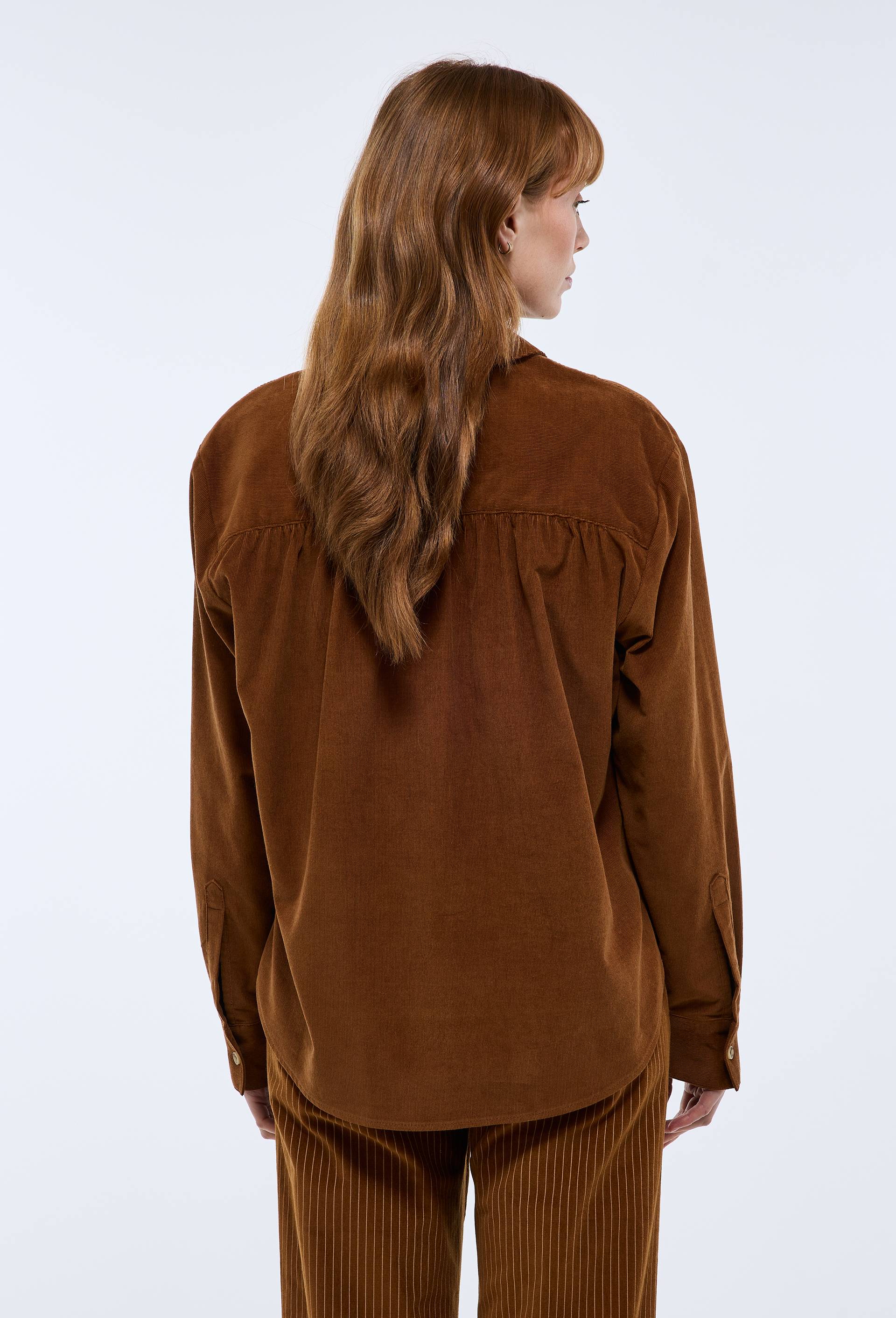 Blouse manches longues velours en coton BIO GOTS, Brun clair, large image number 2.0