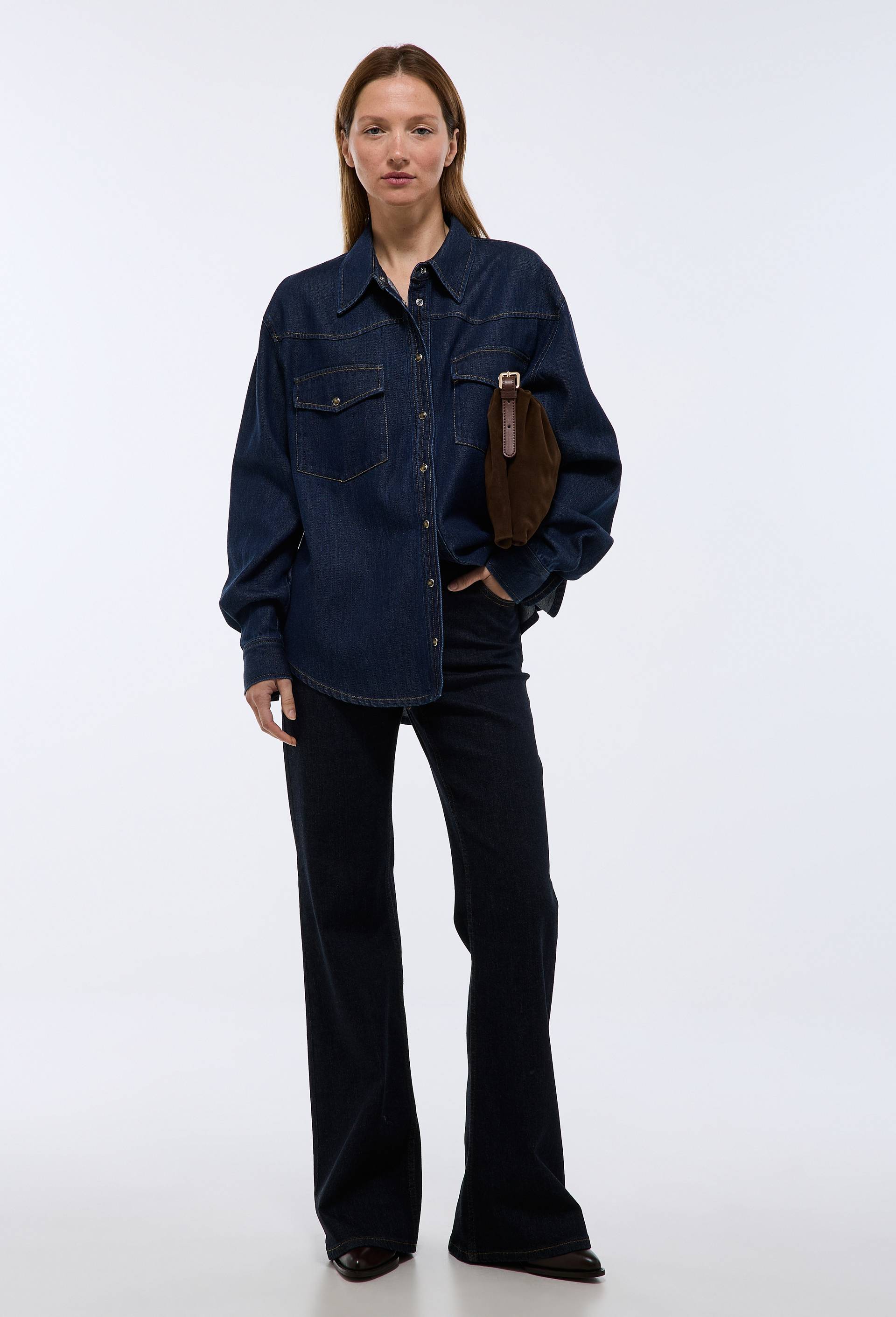 Chemise Manches Longues Bleue Monoprix Taille 42 - Occasion Très Bon état
