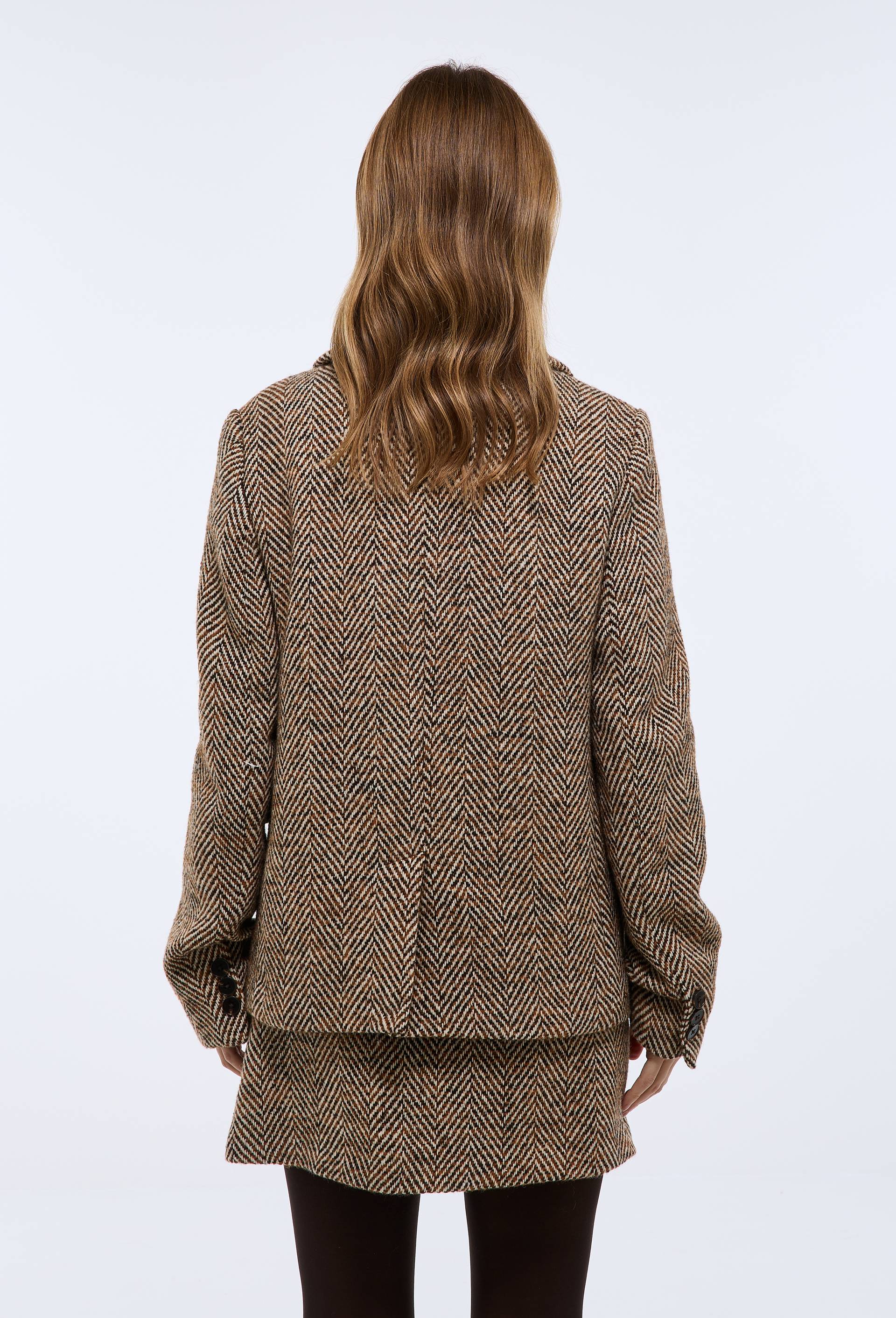 Veste blazer &agrave; motif chevron, Brun clair, large image number 3