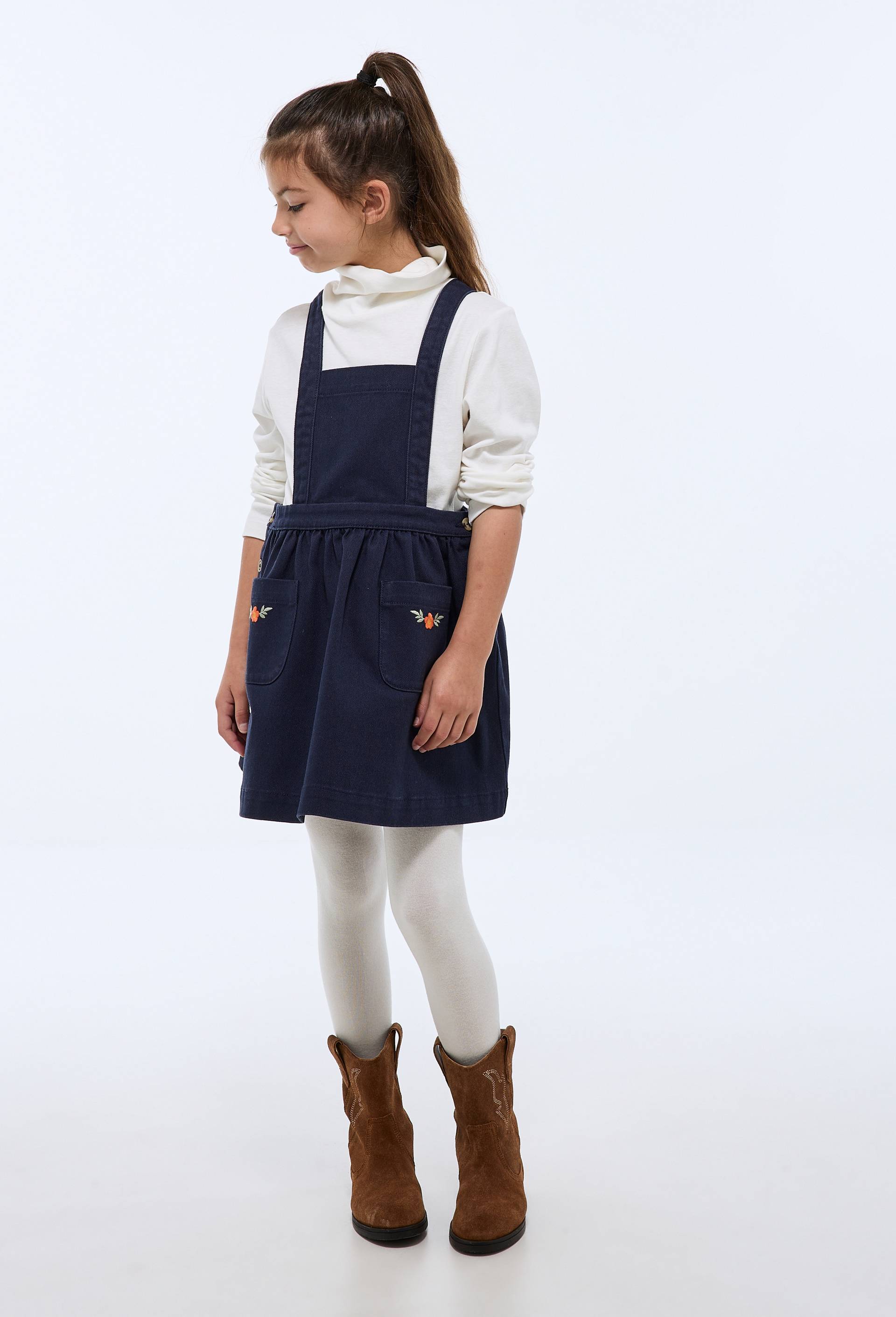 Robe chasuble brod&eacute;e en coton, Bleu fonc&eacute;, large image number 1.0