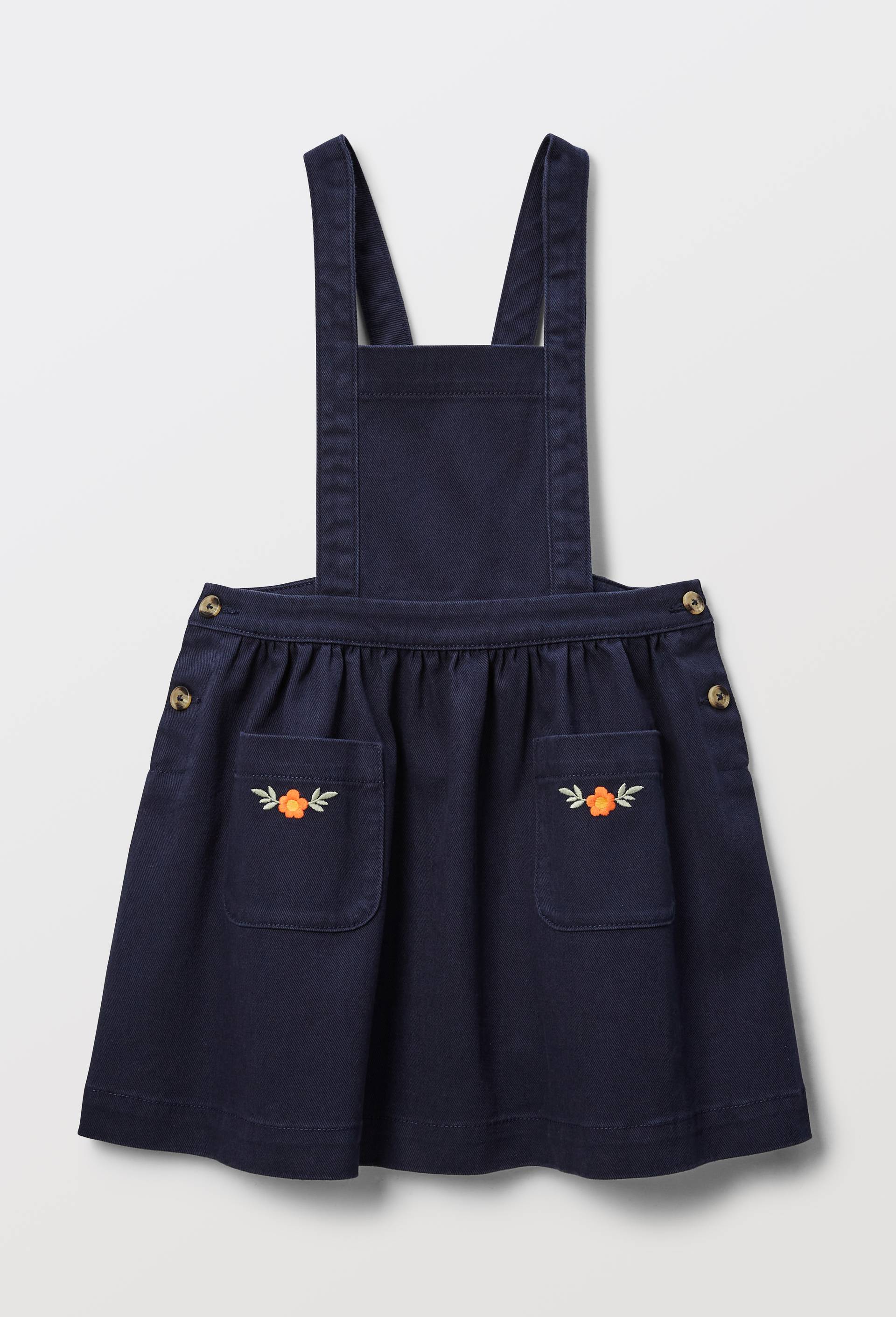 Robe chasuble brod&eacute;e en coton, Bleu fonc&eacute;, large image number 2.0