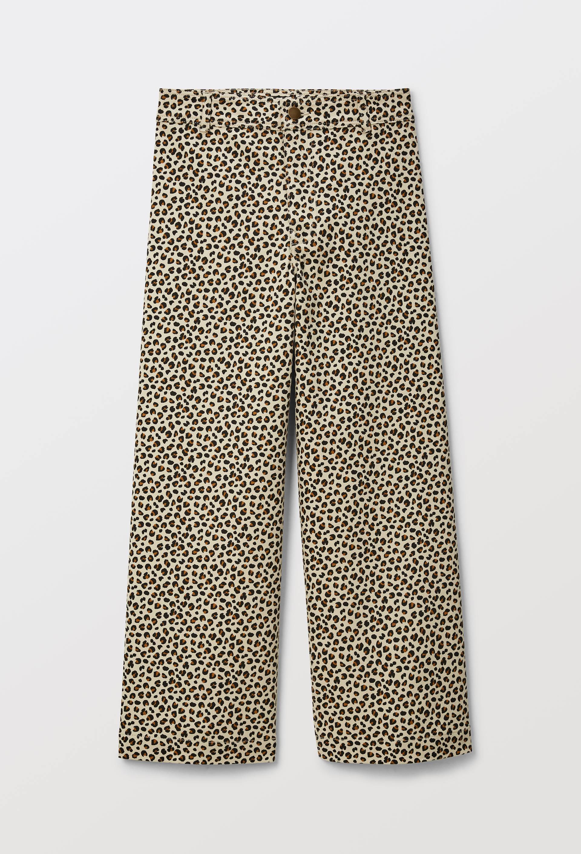 Pantalon l&eacute;opard large en coton, Beige clair, large image number 1