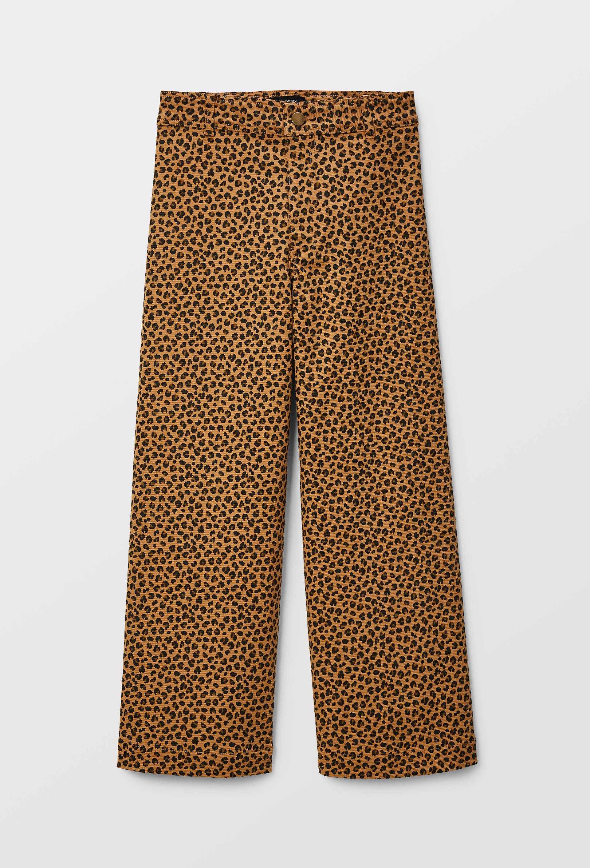Pantalon l&eacute;opard large en coton, Brun clair, large image number 3.0