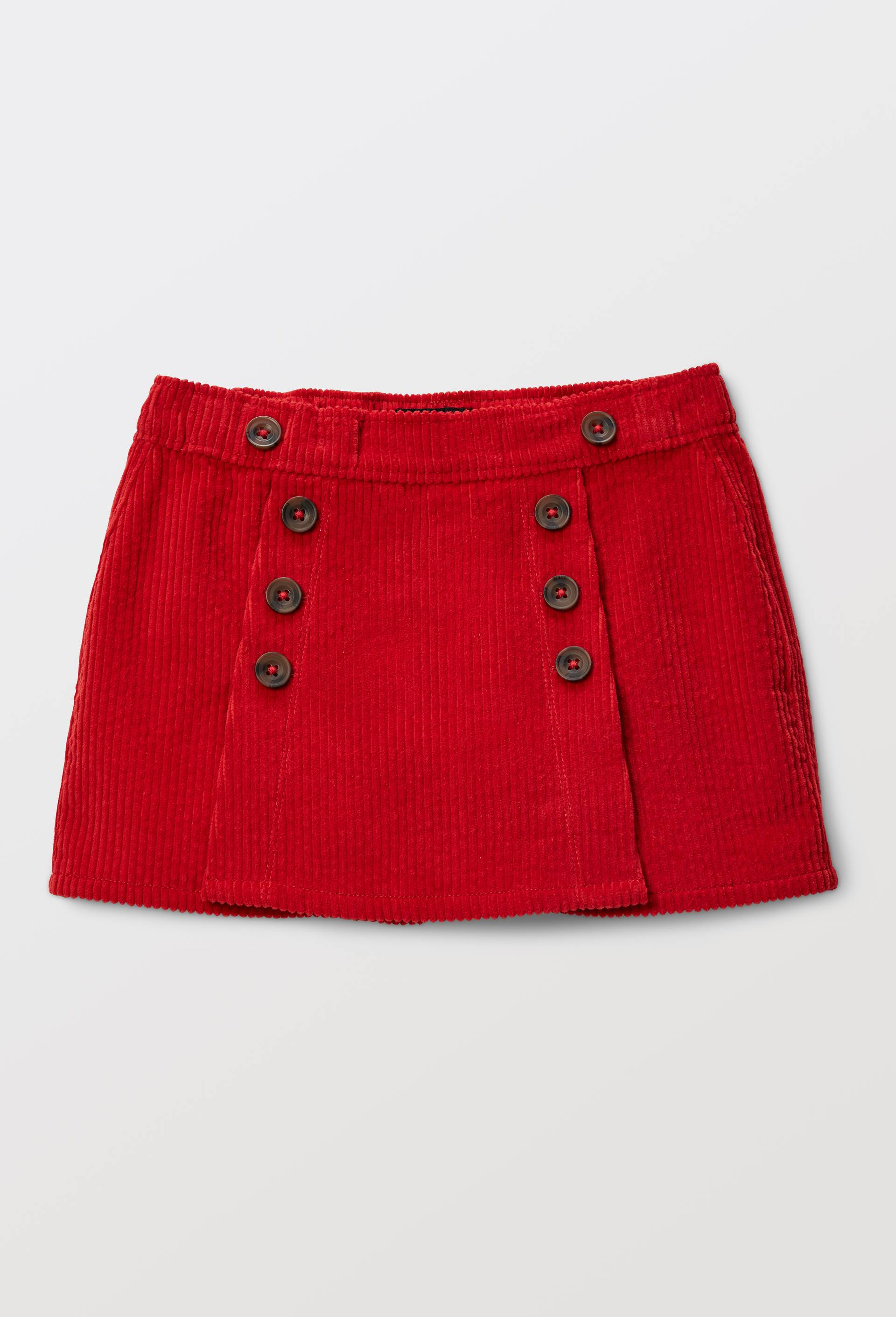 Jupe-short &agrave; boutons en velours, Rouge, large image number 0