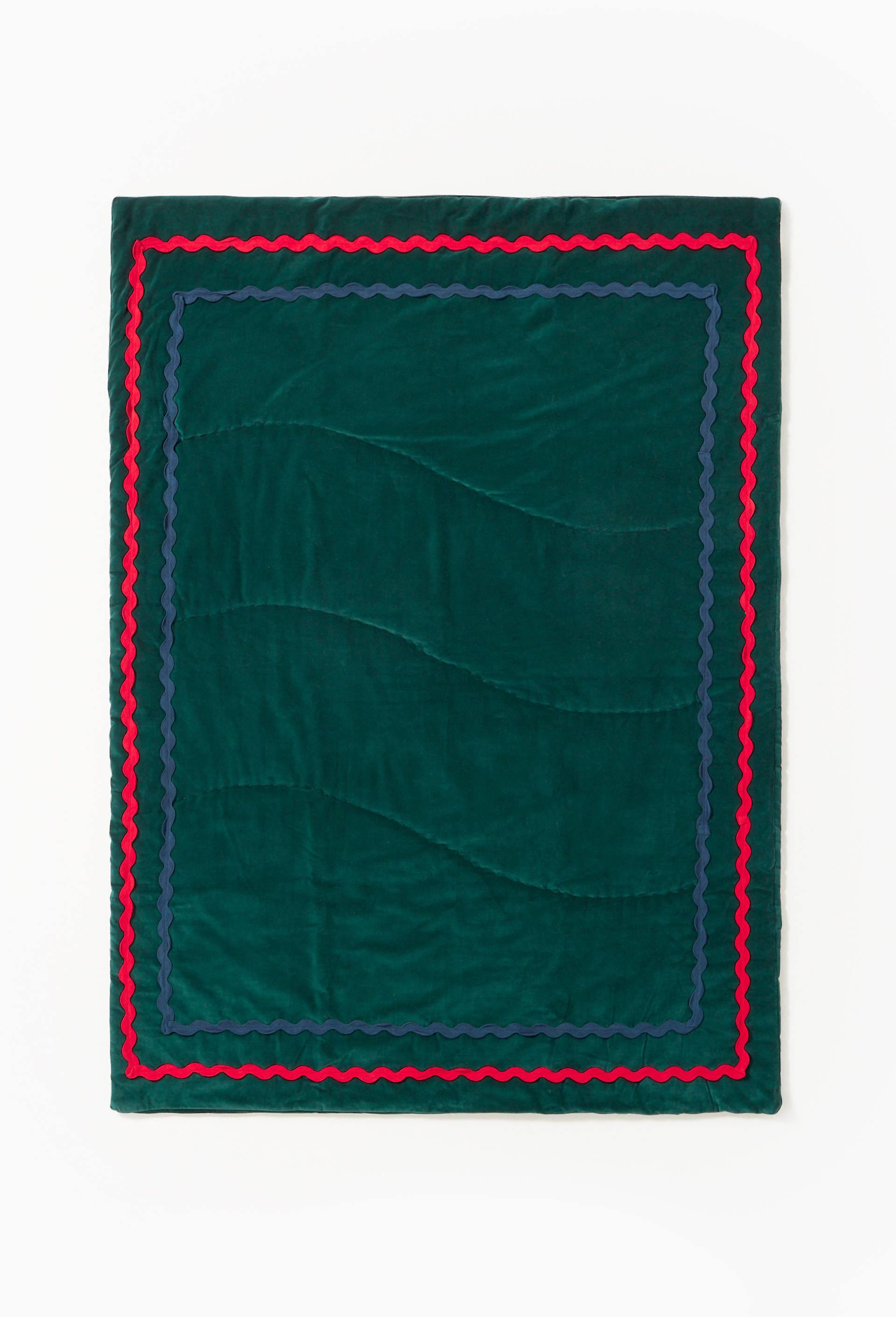 Boutis en coton 150X200cm - LA VESTE X MONOPRIX, Vert fonc&eacute;, large image number 0