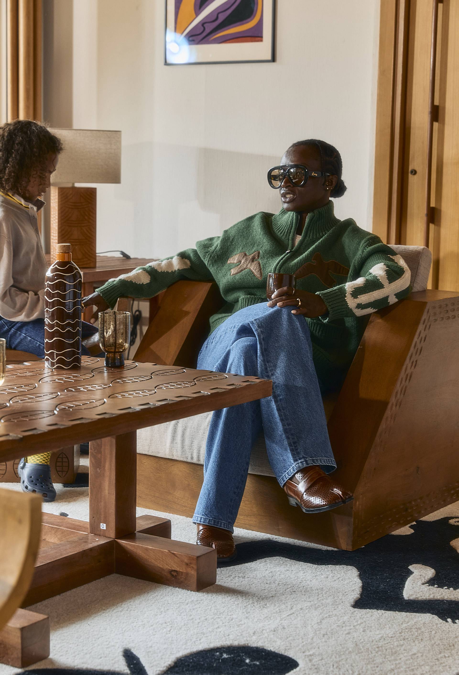 Pull zippé à patchs en laine - MAISON CHATEAU ROUGE X MONOPRIX VERT FONCE pour femme MONOPRIX CREATEURS