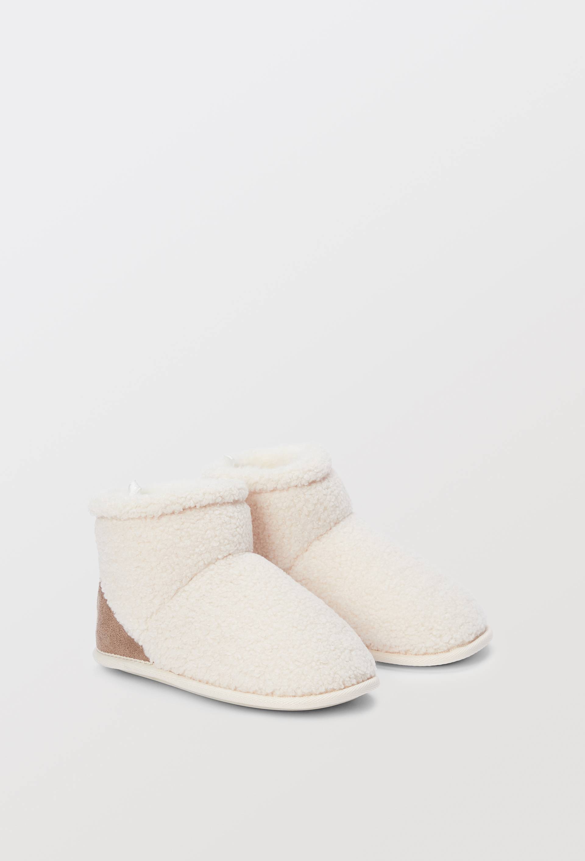 Chaussons bottines effet sherpa bi-mati&egrave;re, Beige clair, large image number 1